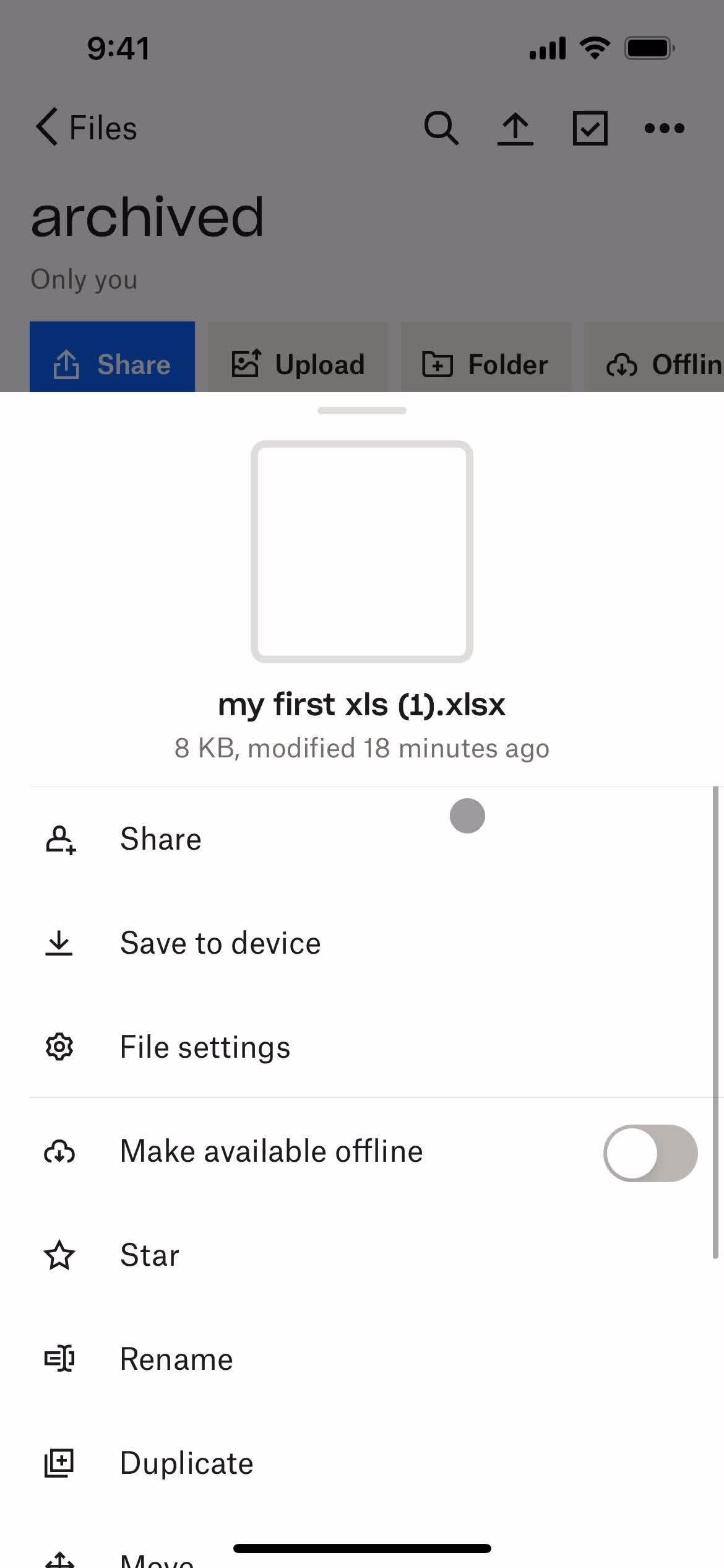 Managing files screenshot