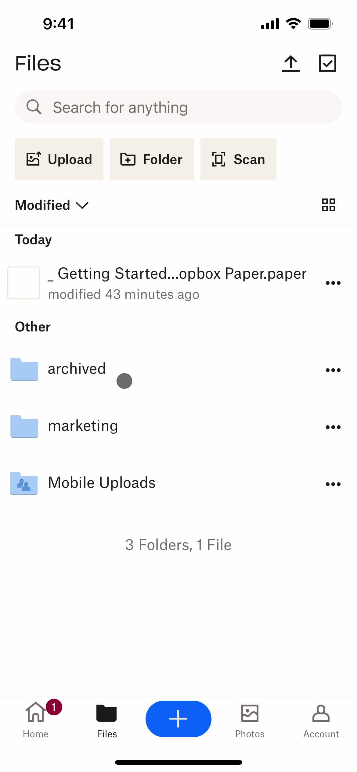 Managing files screenshot