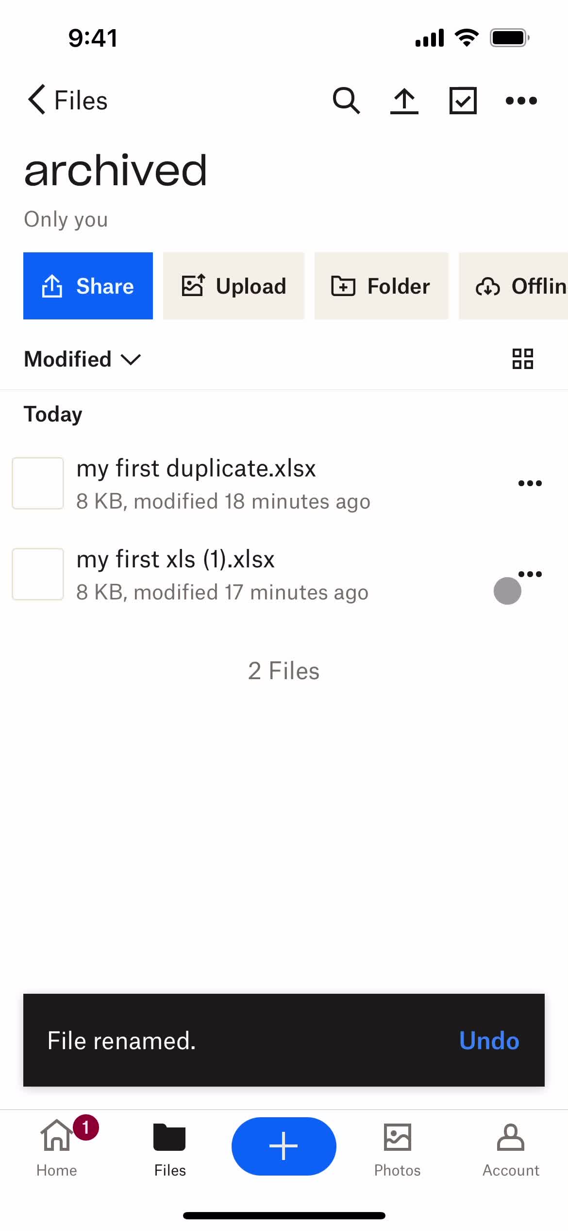 Managing files screenshot