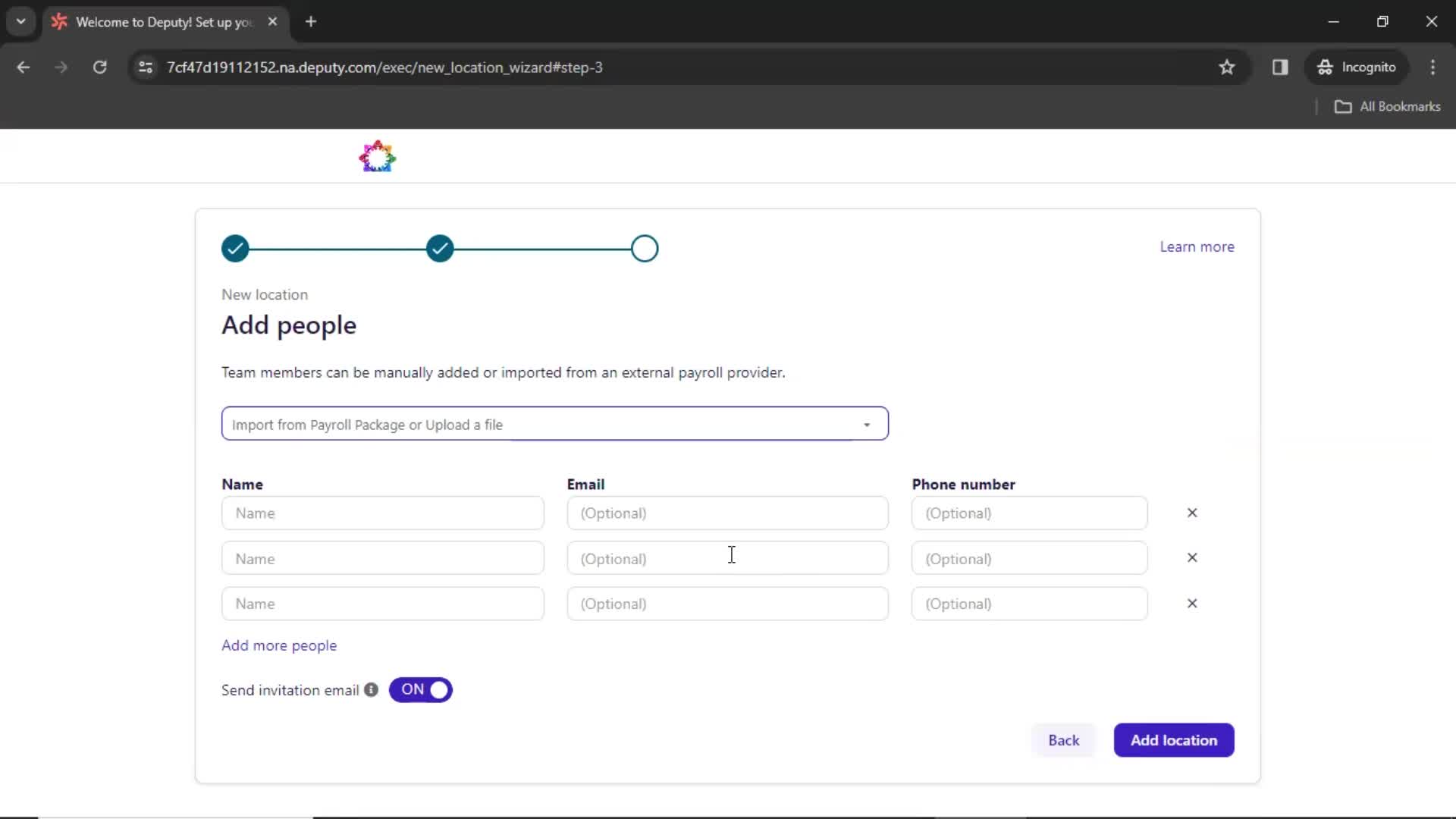 Managing locations screenshot