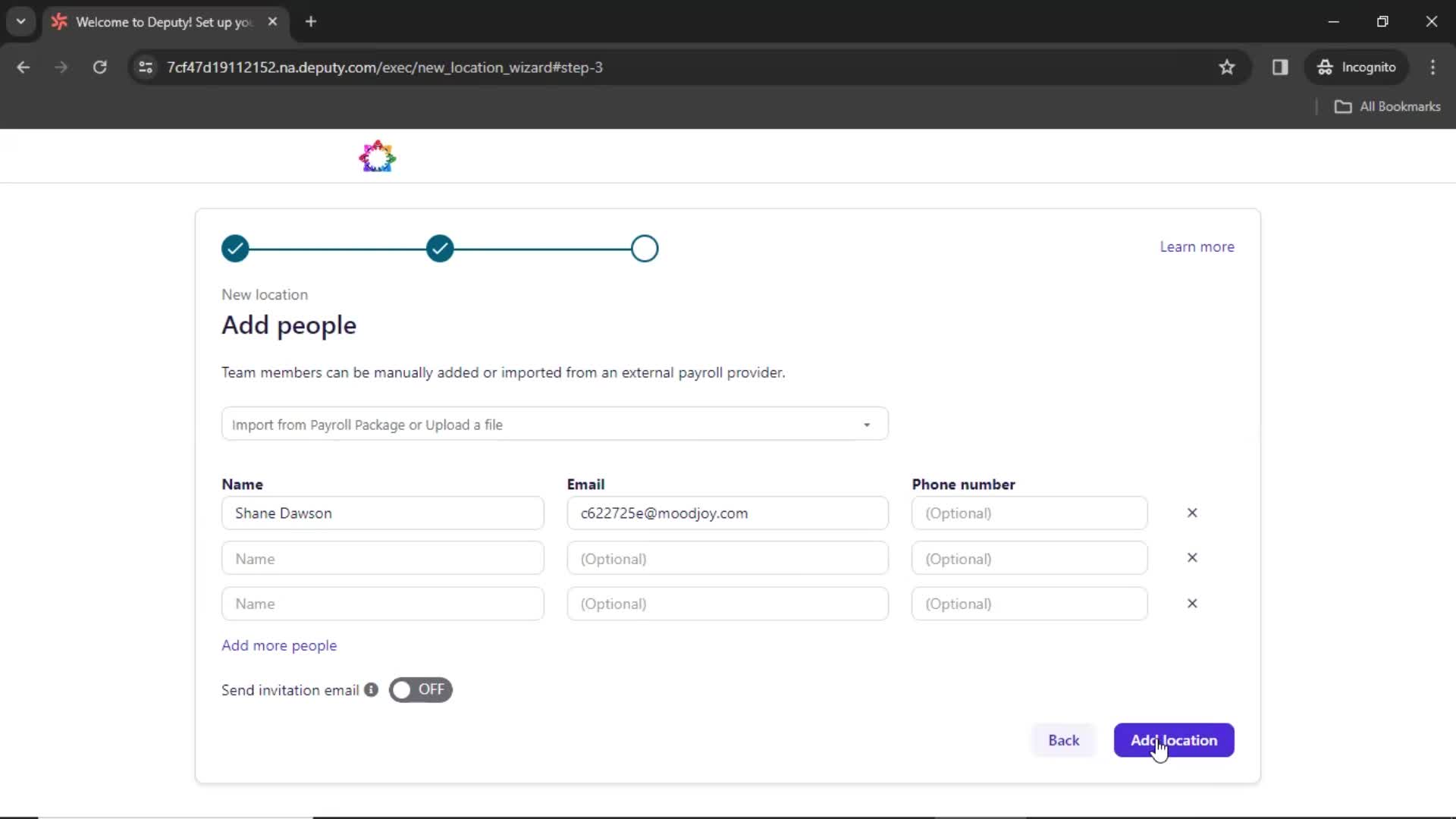 Managing locations screenshot