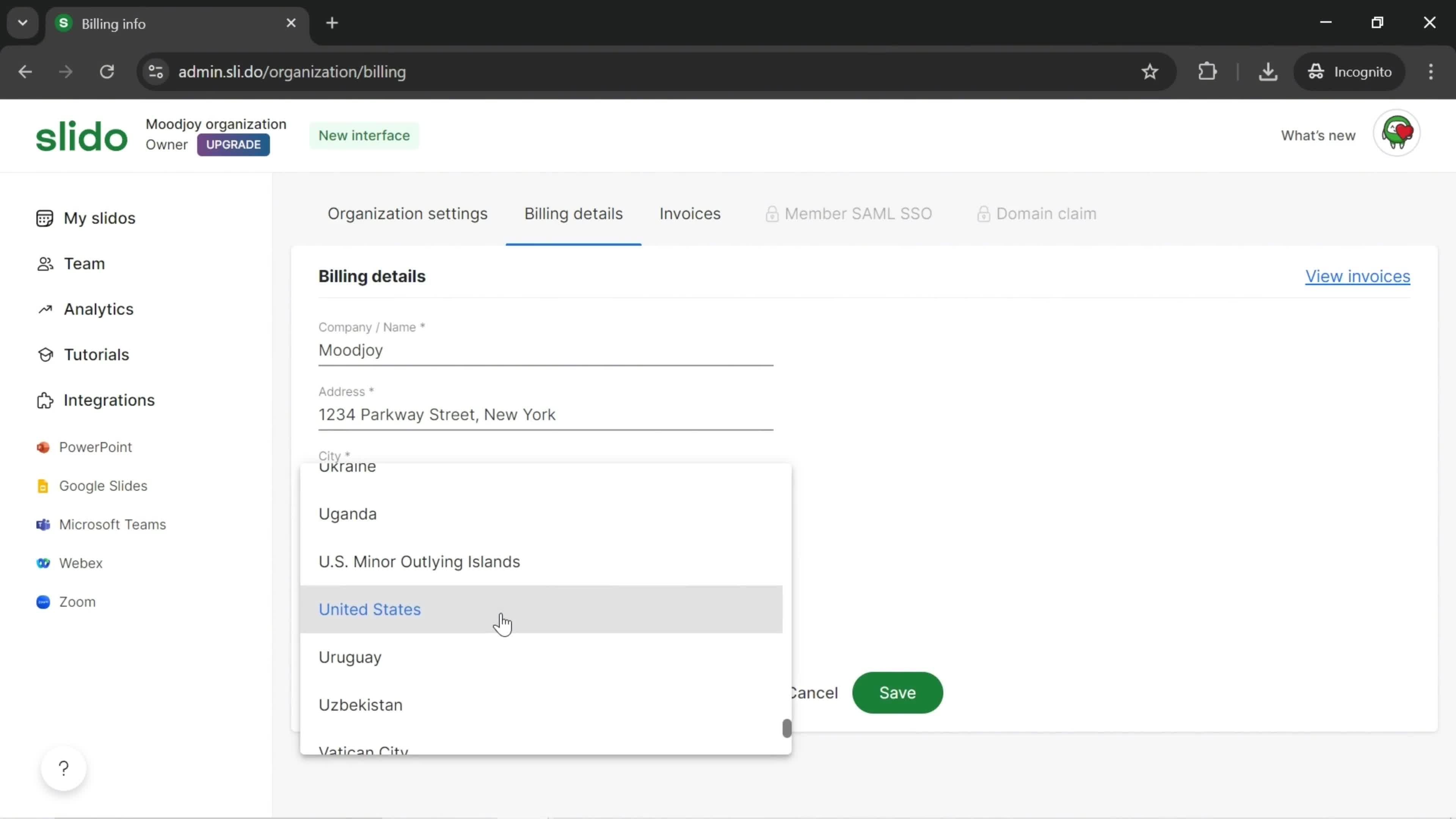 Organization and billing settings on Slido video thumbnail