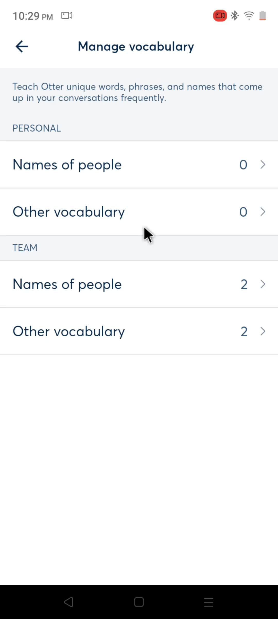 Adding vocabulary screenshot