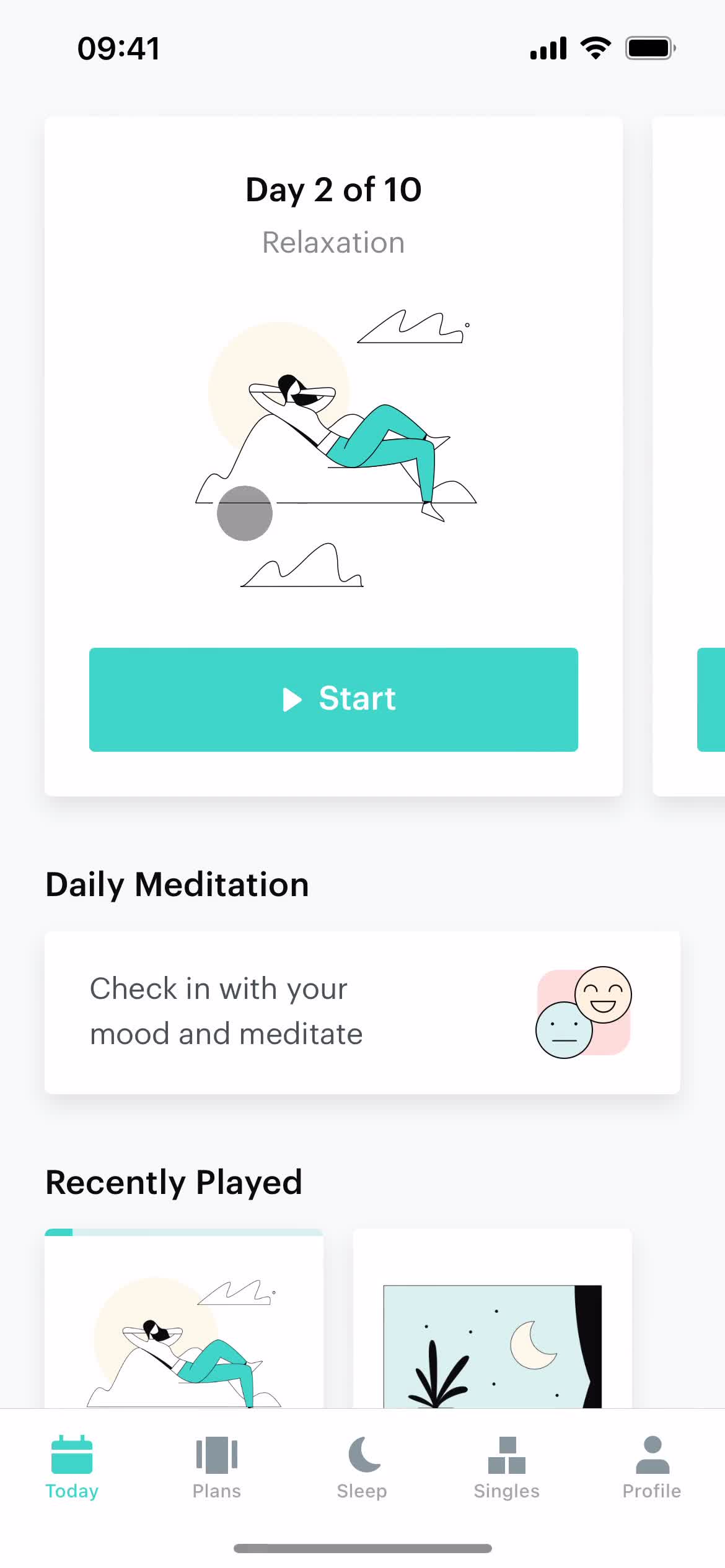 Screenshot of Home on Meditation on Balance user flow
