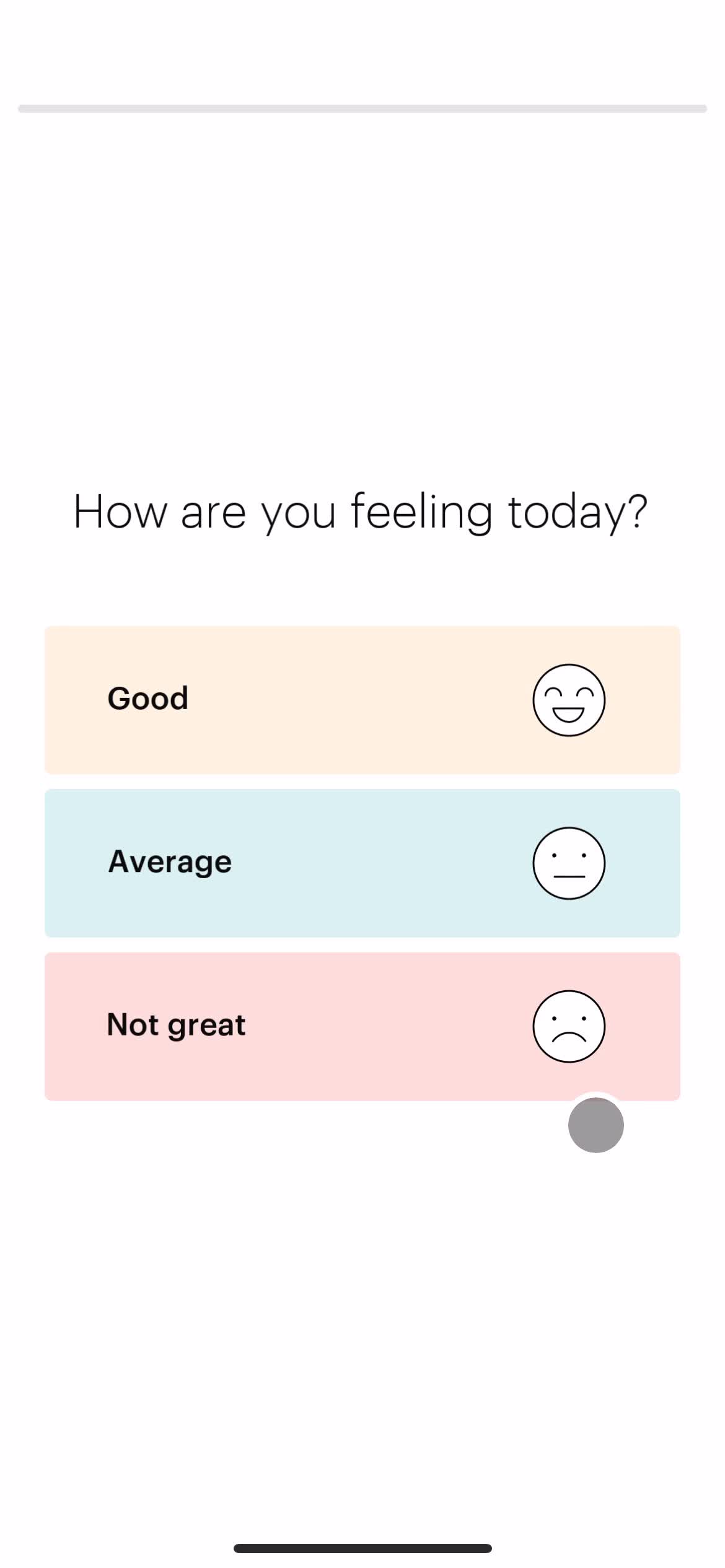 Screenshot of Select feeling on Meditation on Balance user flow
