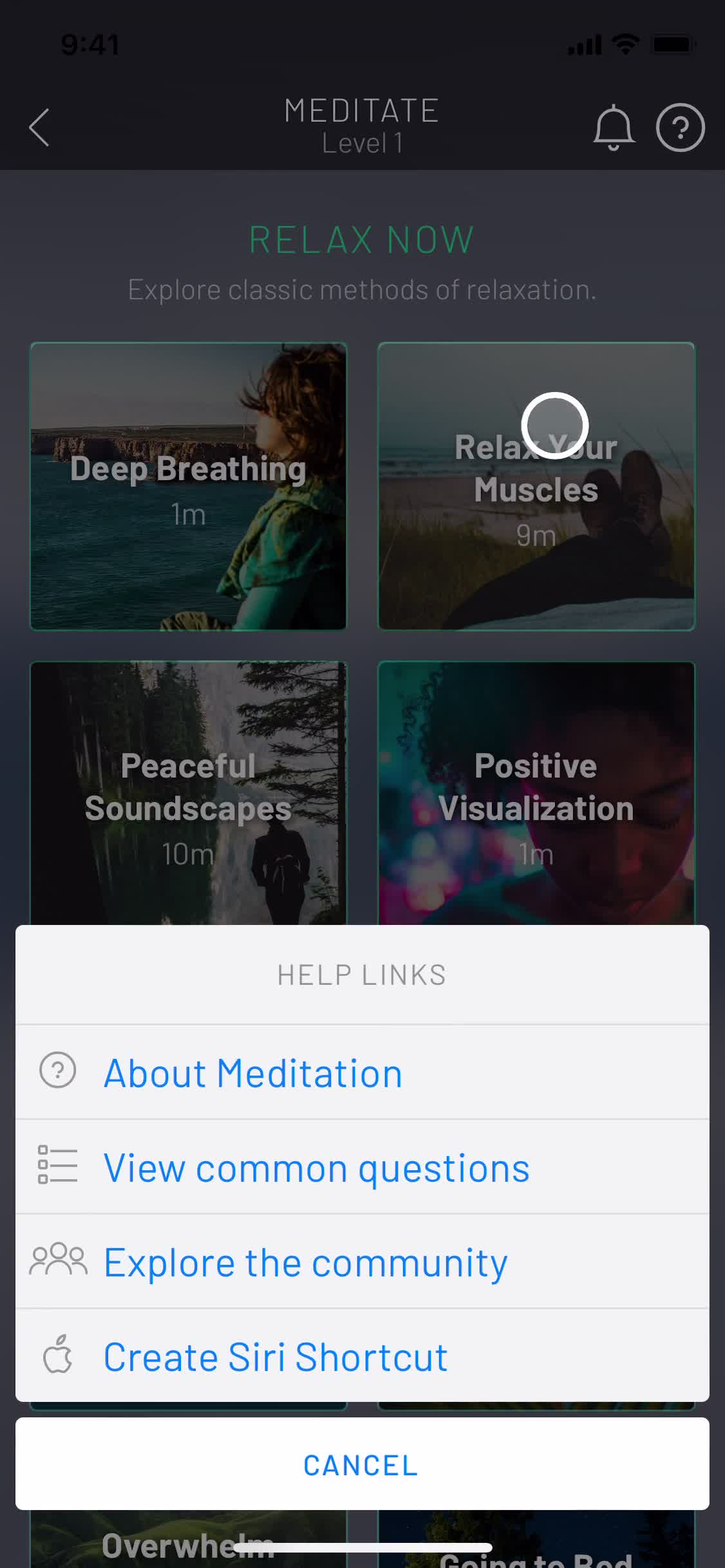 Meditation screenshot