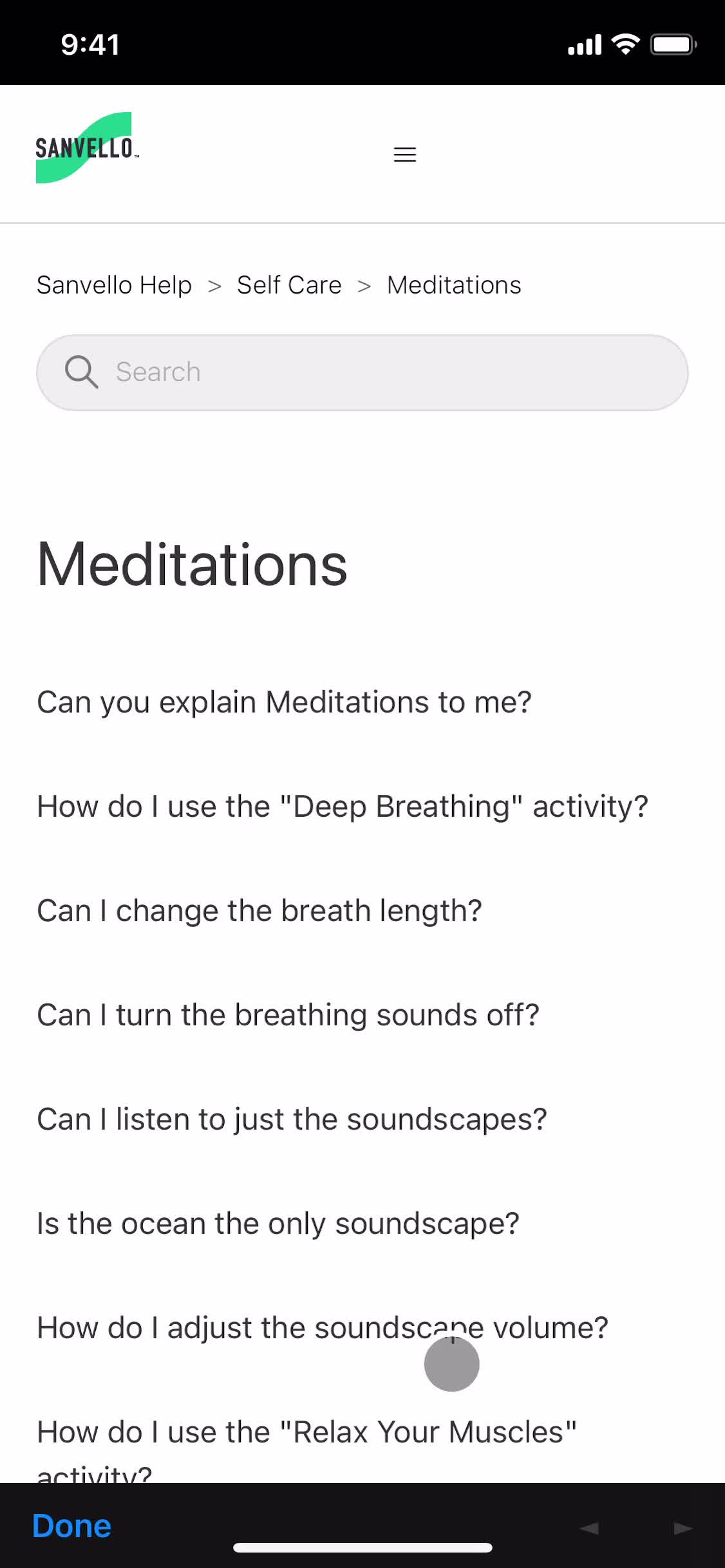 Meditation screenshot