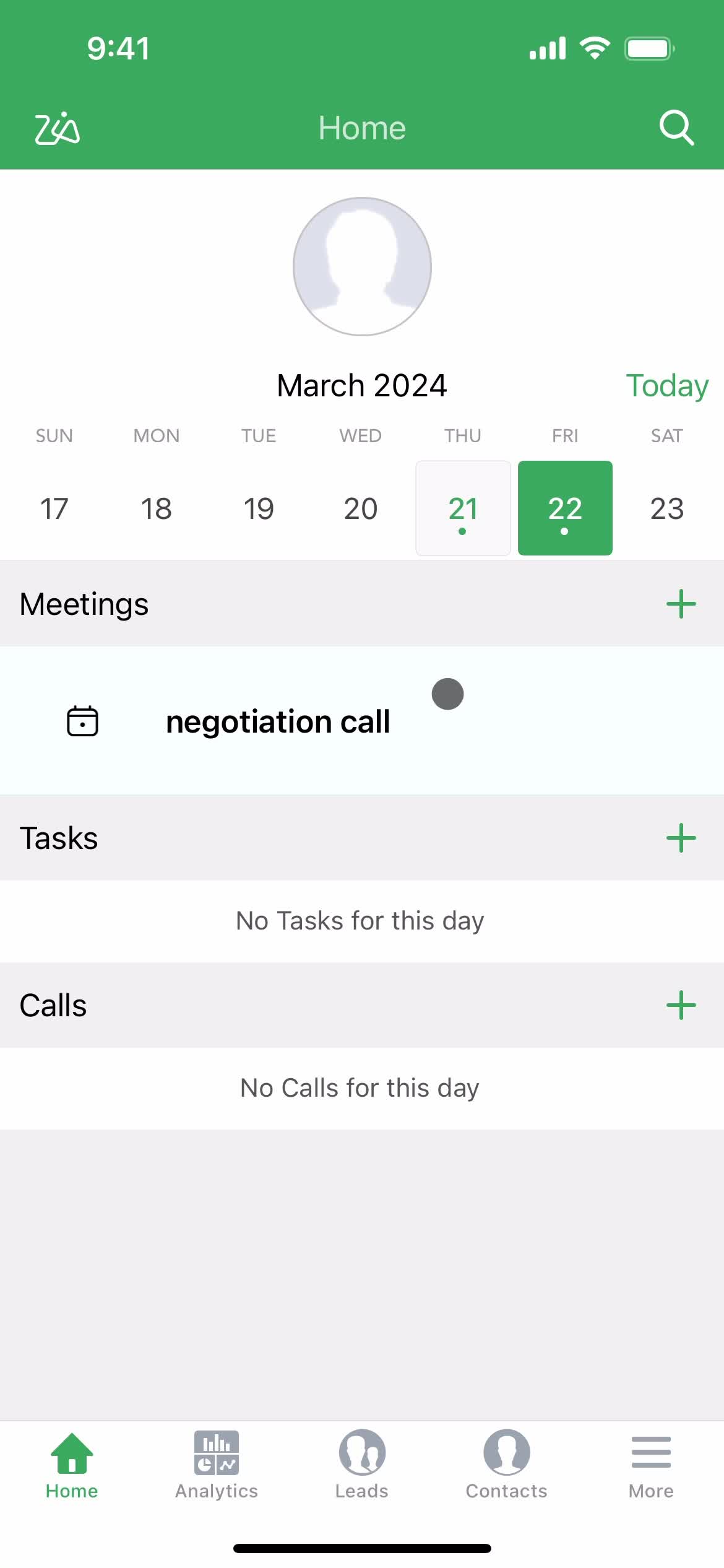 Scheduling a meeting screenshot