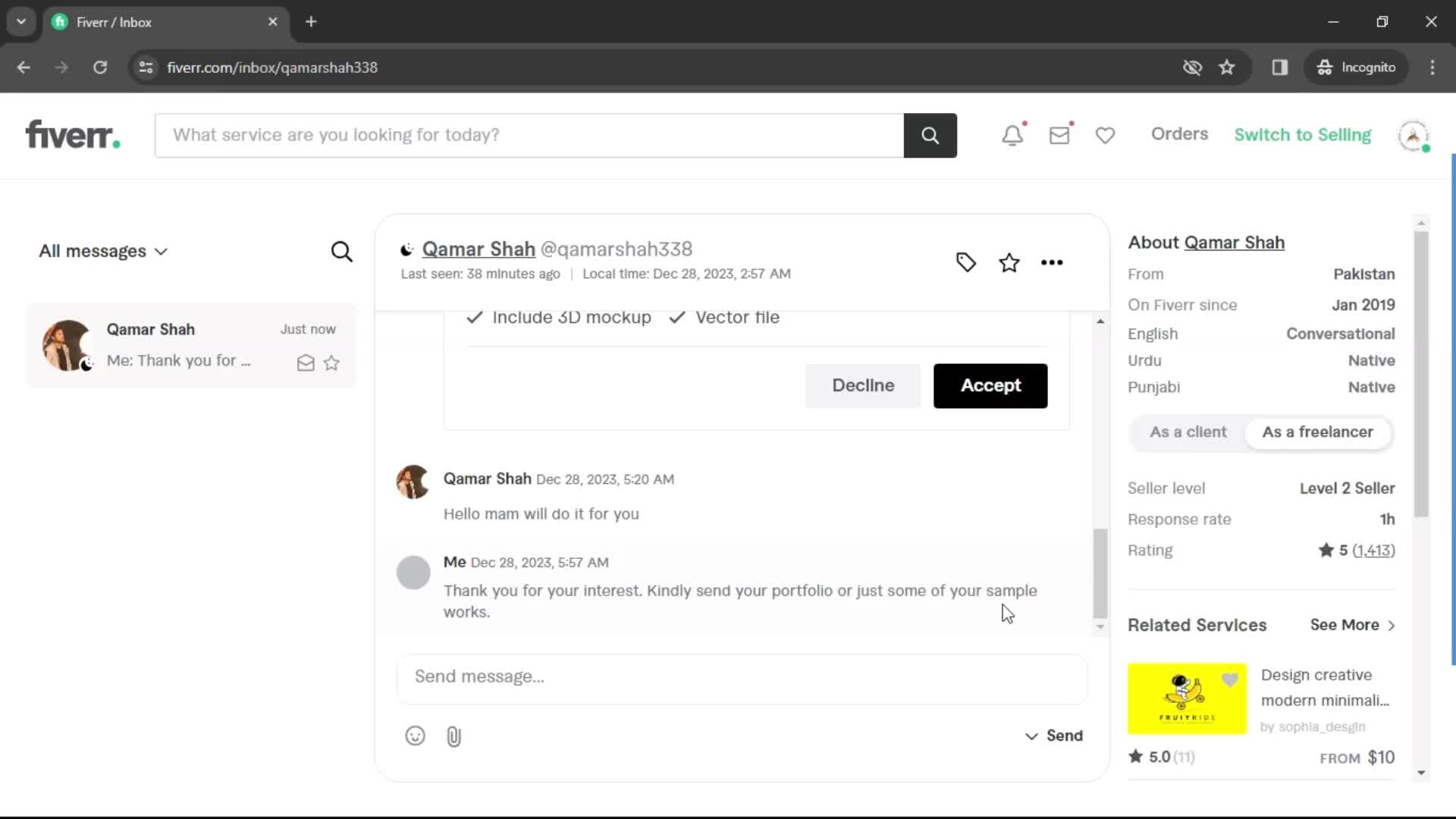 Sending messages on Fiverr video thumbnail