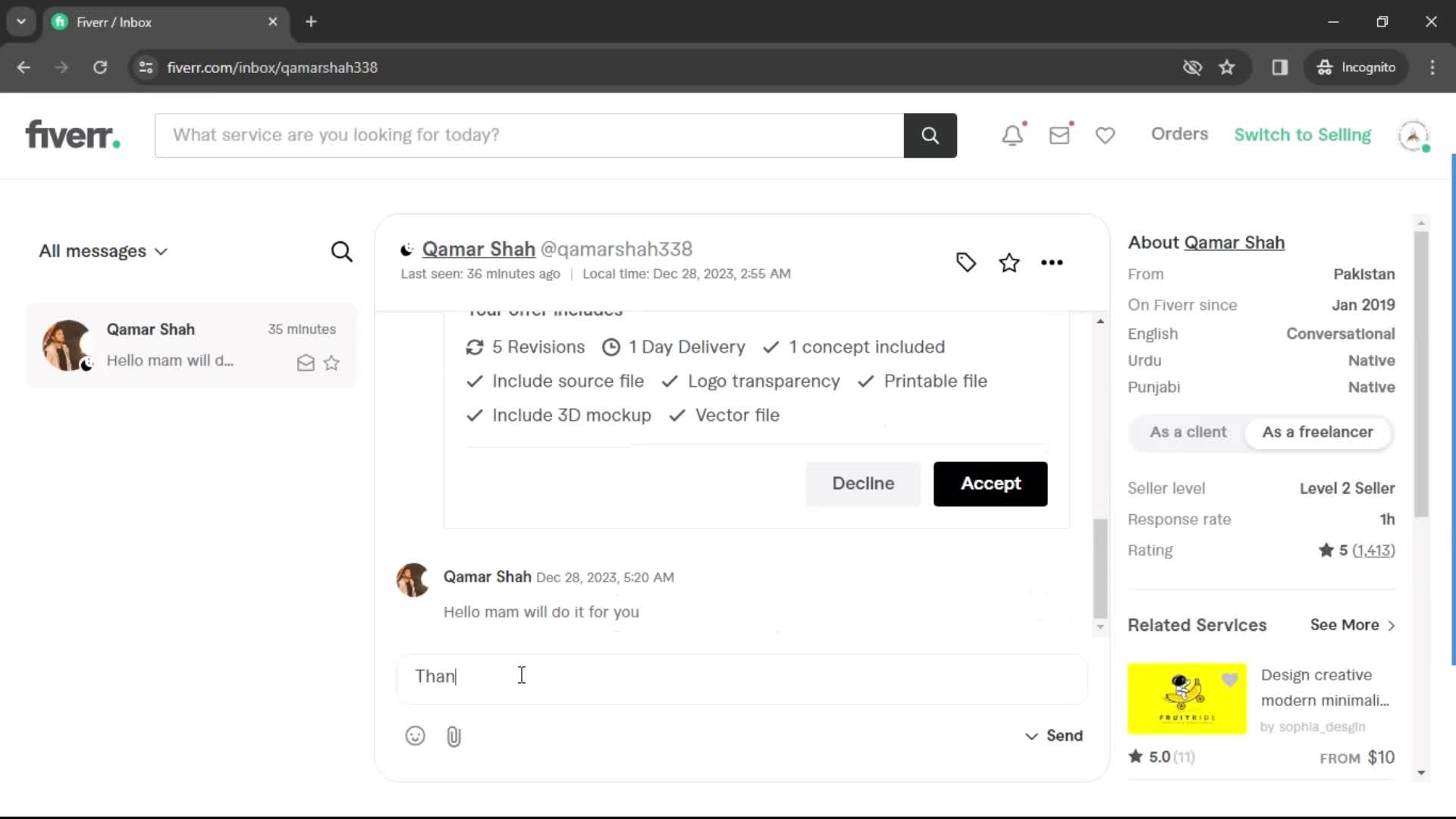 Sending messages on Fiverr video thumbnail
