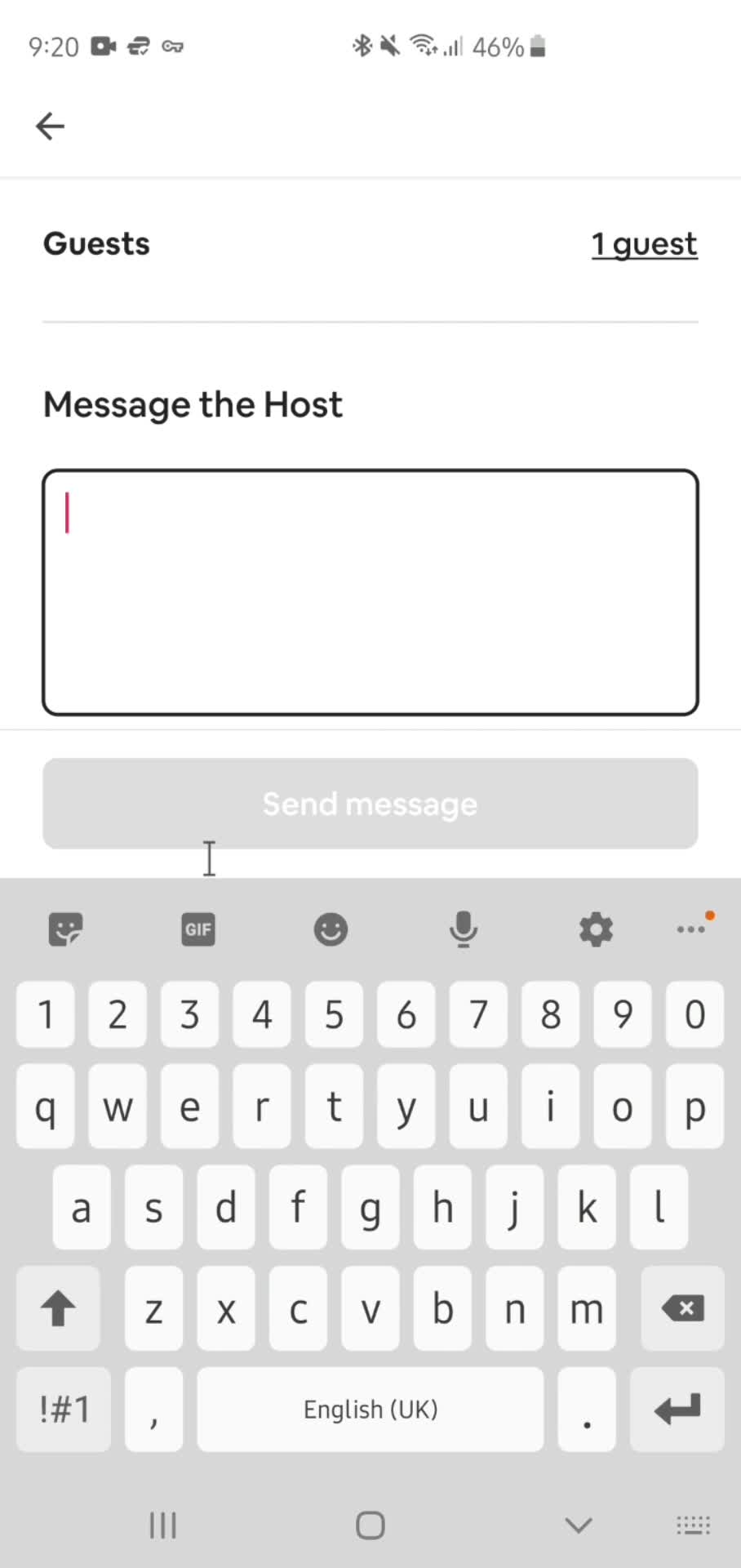 Messaging the host screenshot