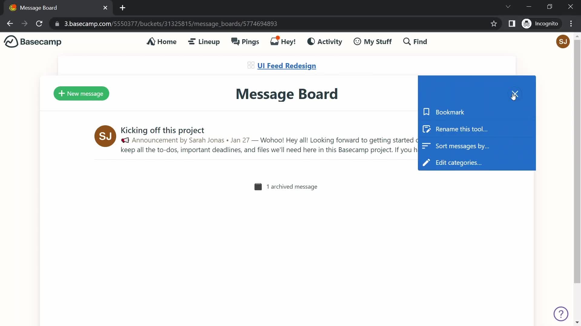 Messaging boards screenshot