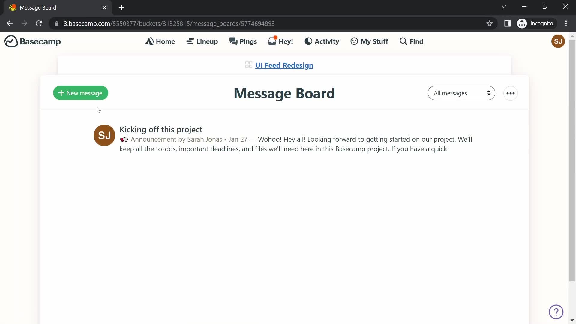 Messaging boards screenshot