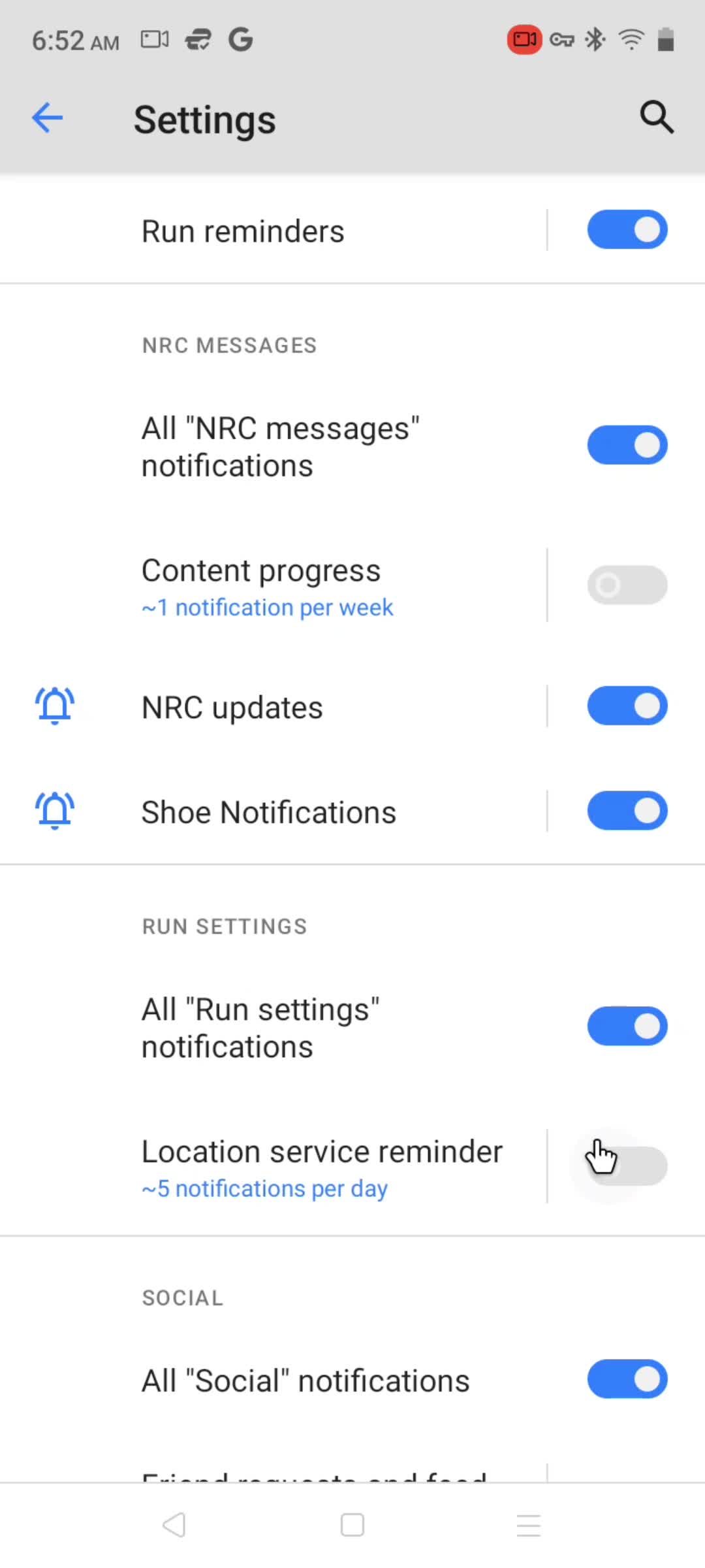 Notification settings screenshot