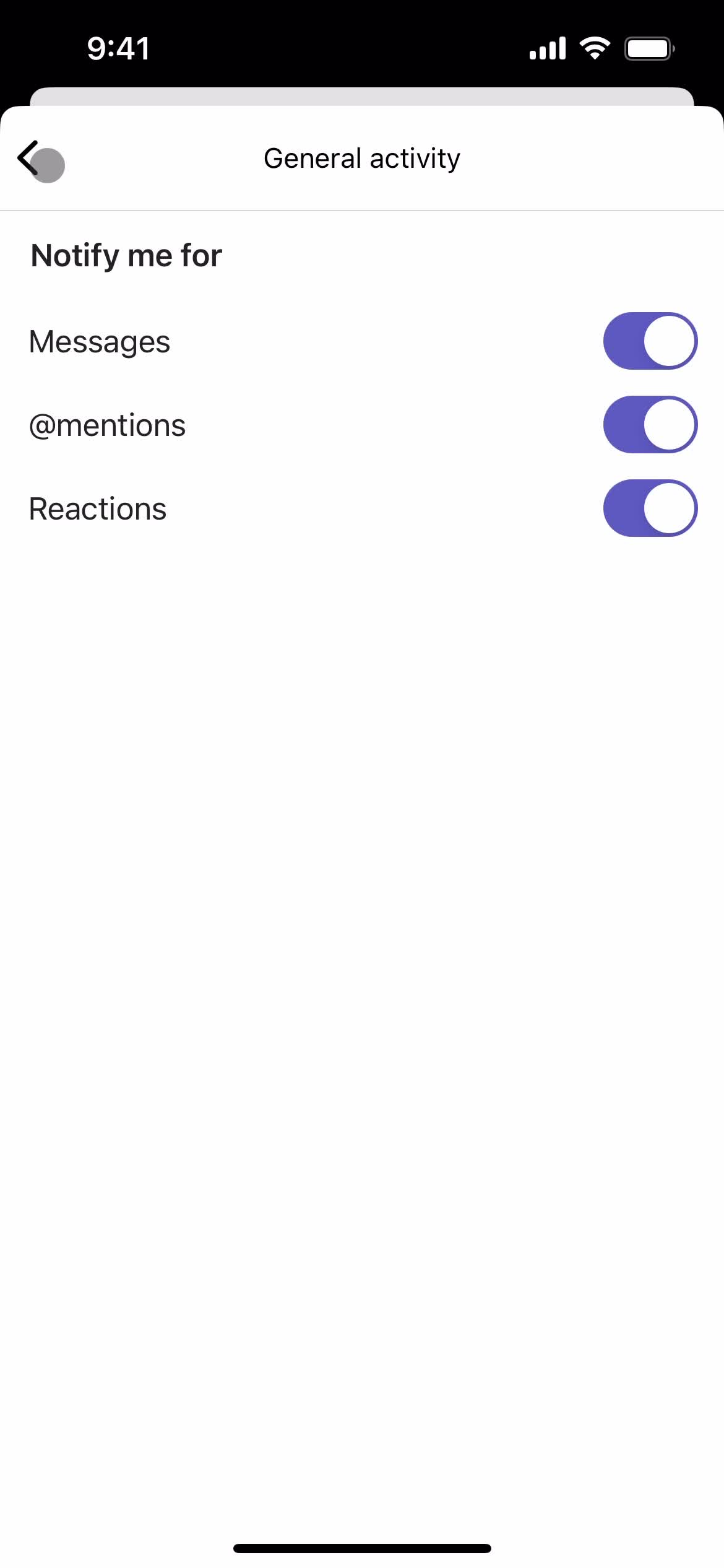 Notification settings screenshot