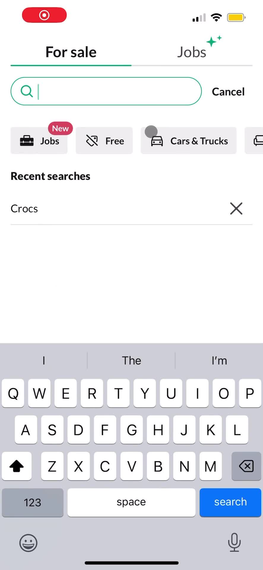 Searching screenshot