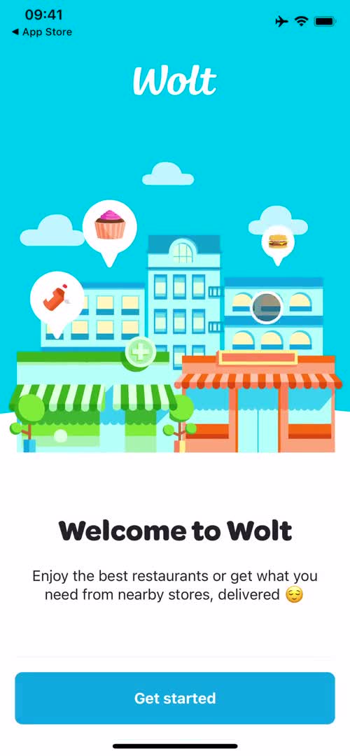 Screenshot of Welcome on Onboarding on Wolt user flow