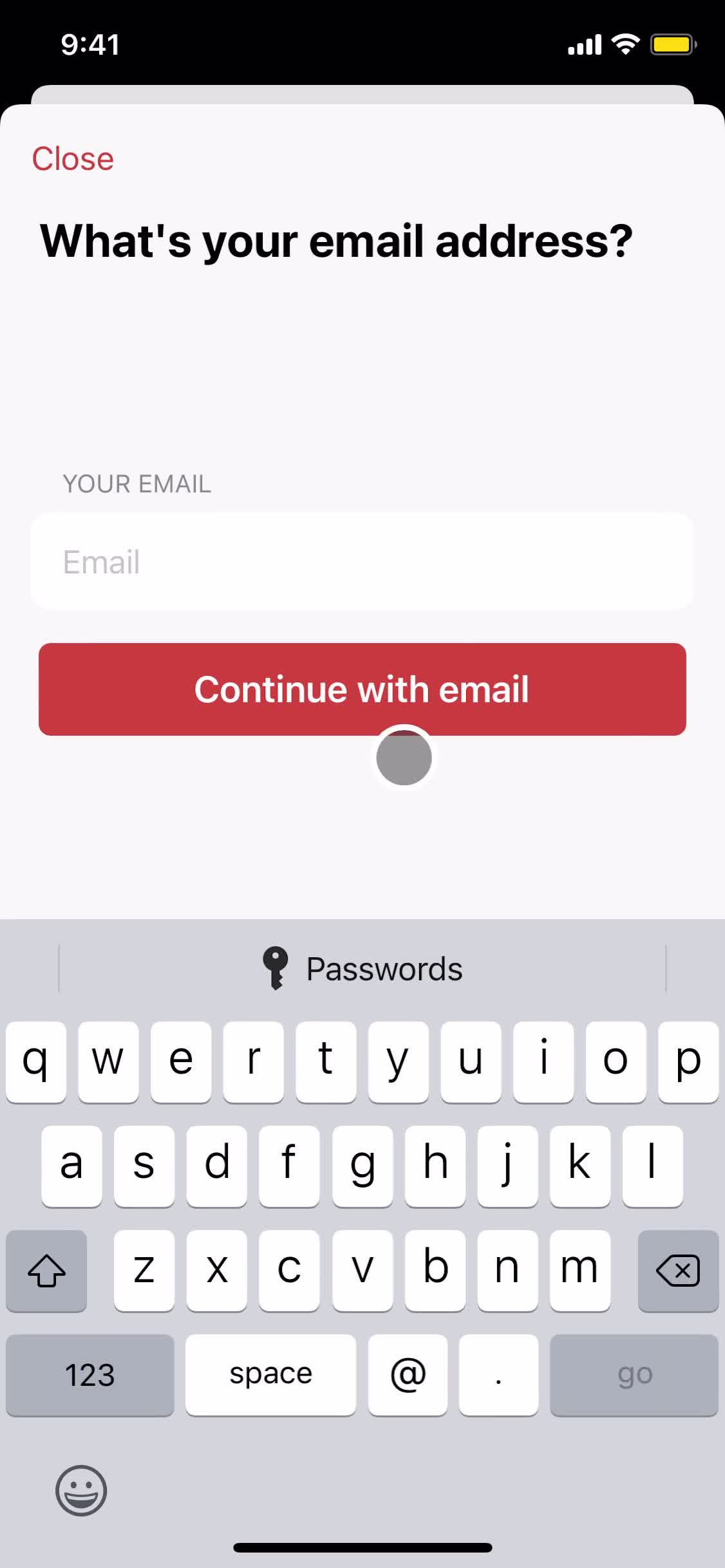 Screenshot of Sign up with email on Onboarding on Todoist user flow