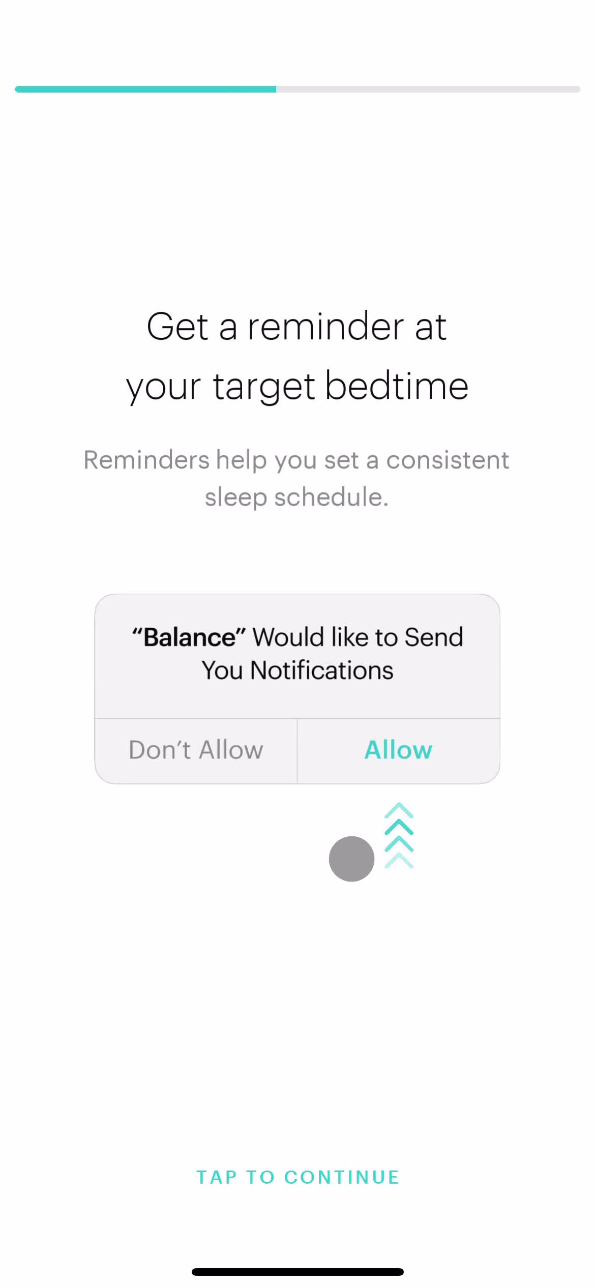 Screenshot of Enable reminders on Onboarding on Balance user flow