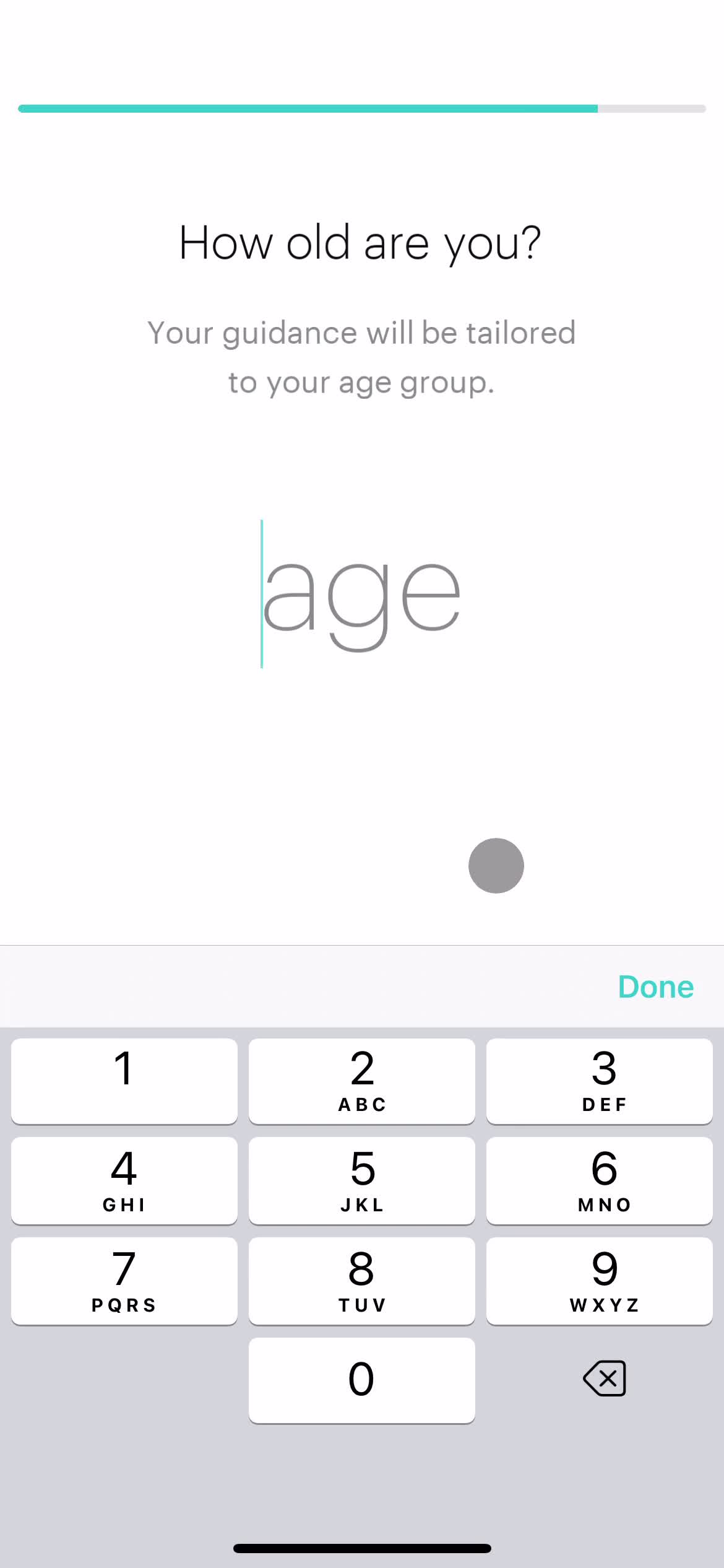 Screenshot of Enter age on Onboarding on Balance user flow