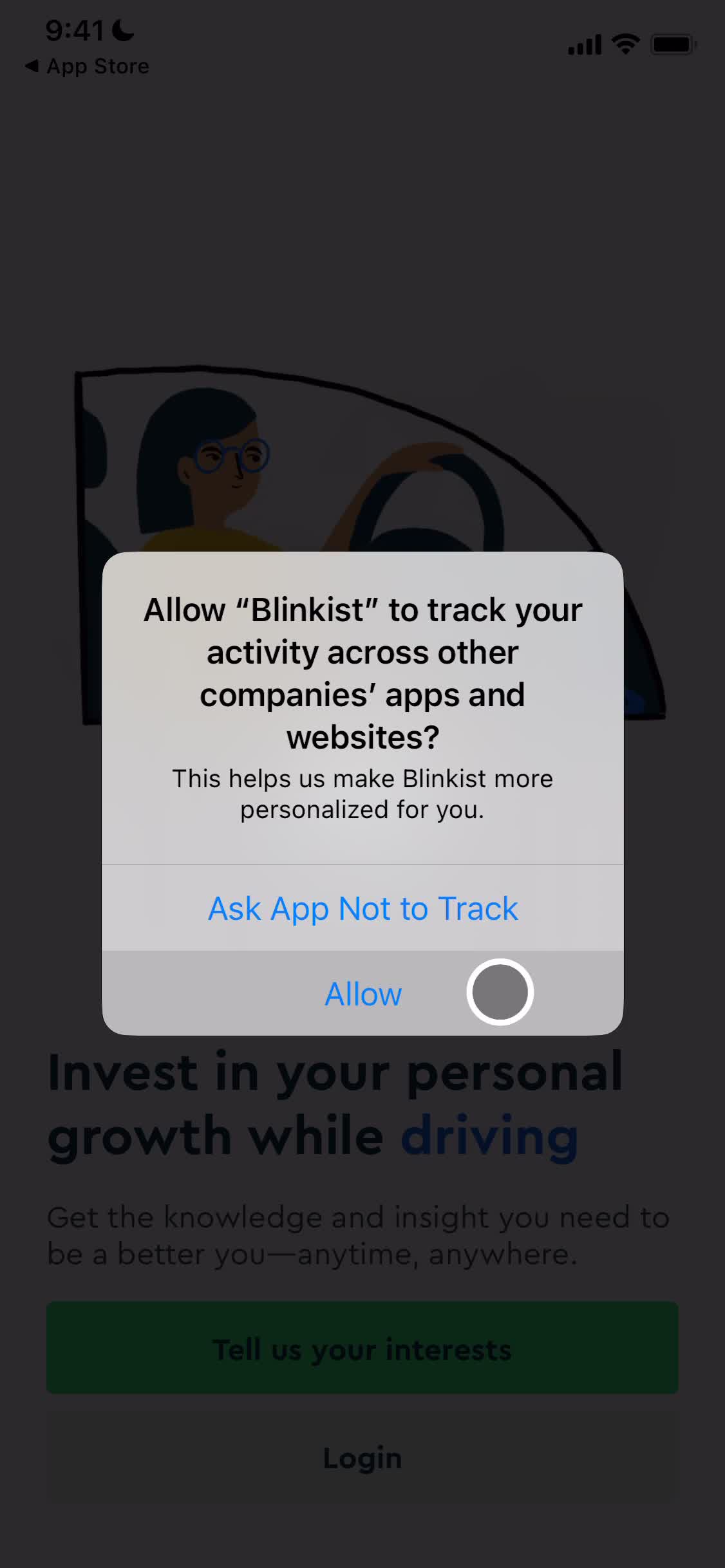 Blinkist enable tracking screenshot