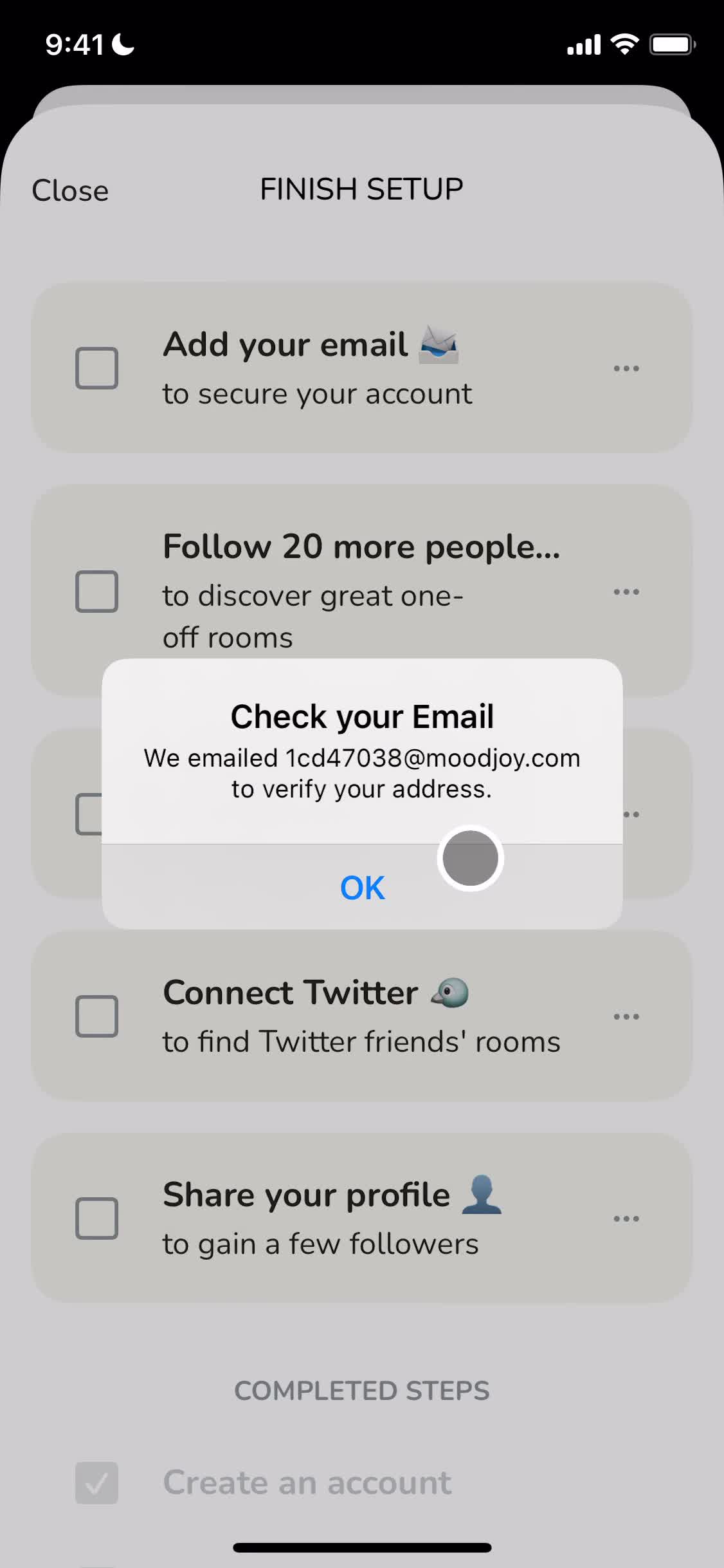 Onboarding screenshot