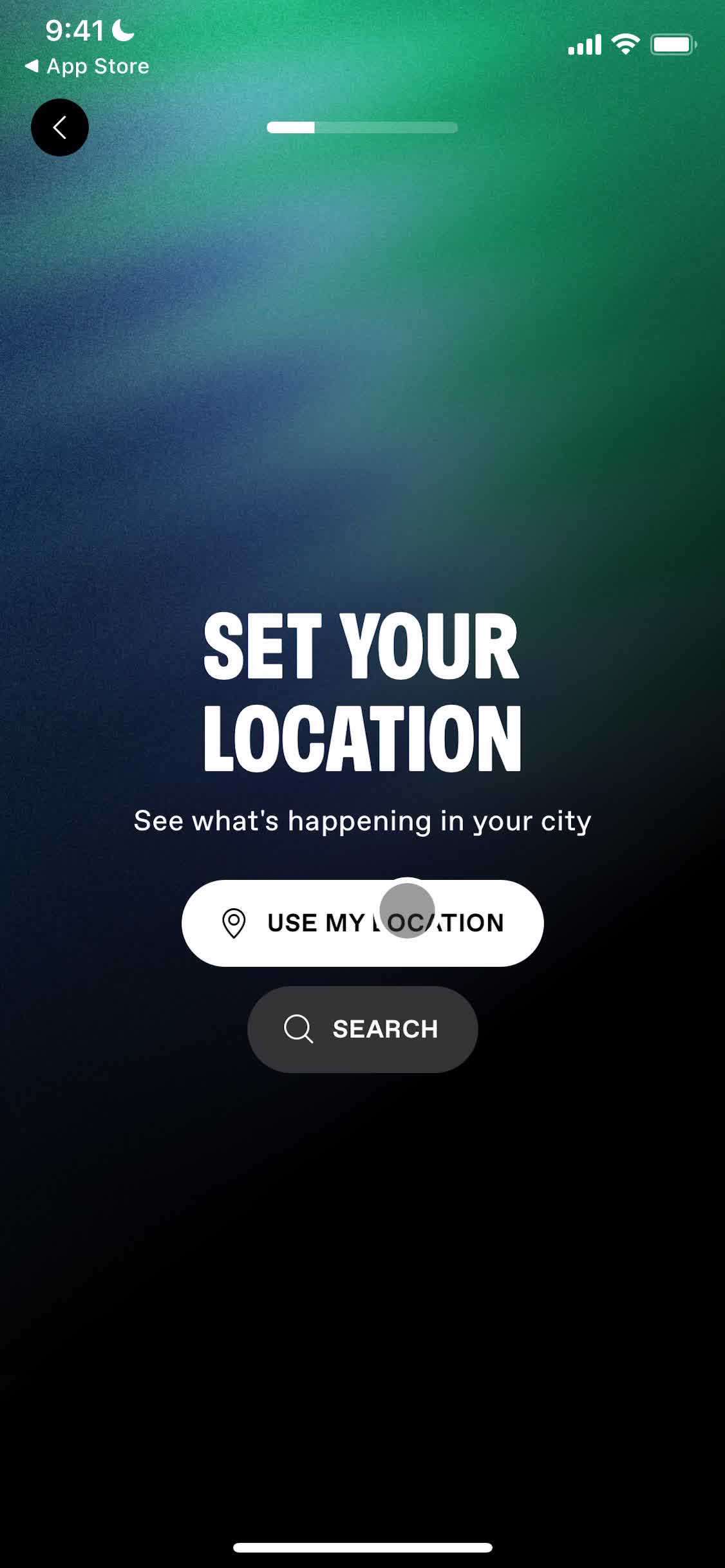 Screenshot of Select location on Onboarding on DICE user flow