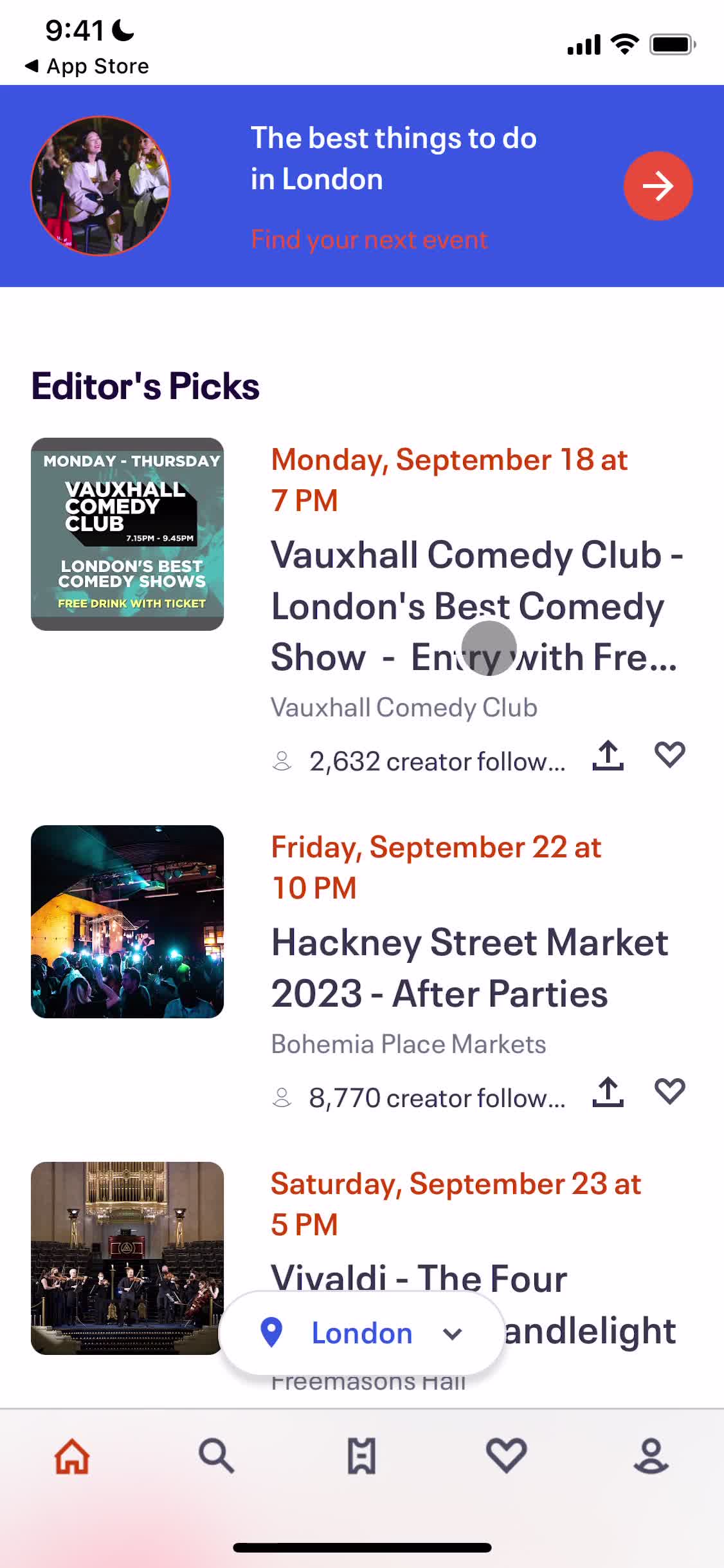 Eventbrite events screenshot