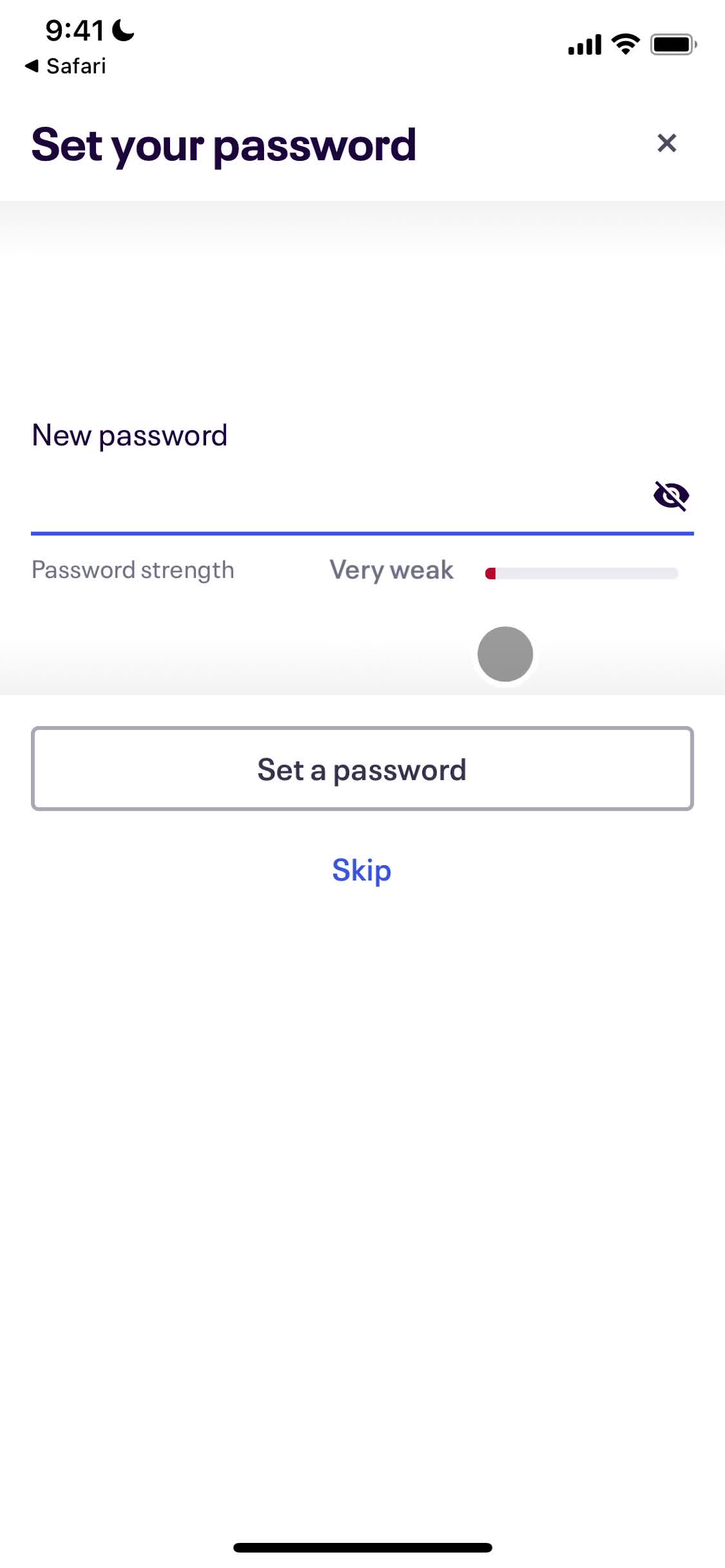 Eventbrite set password screenshot