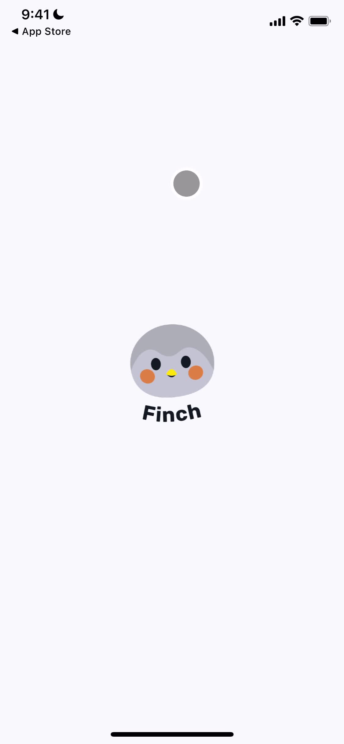 Screenshot of Splash screen on Onboarding on Finch user flow