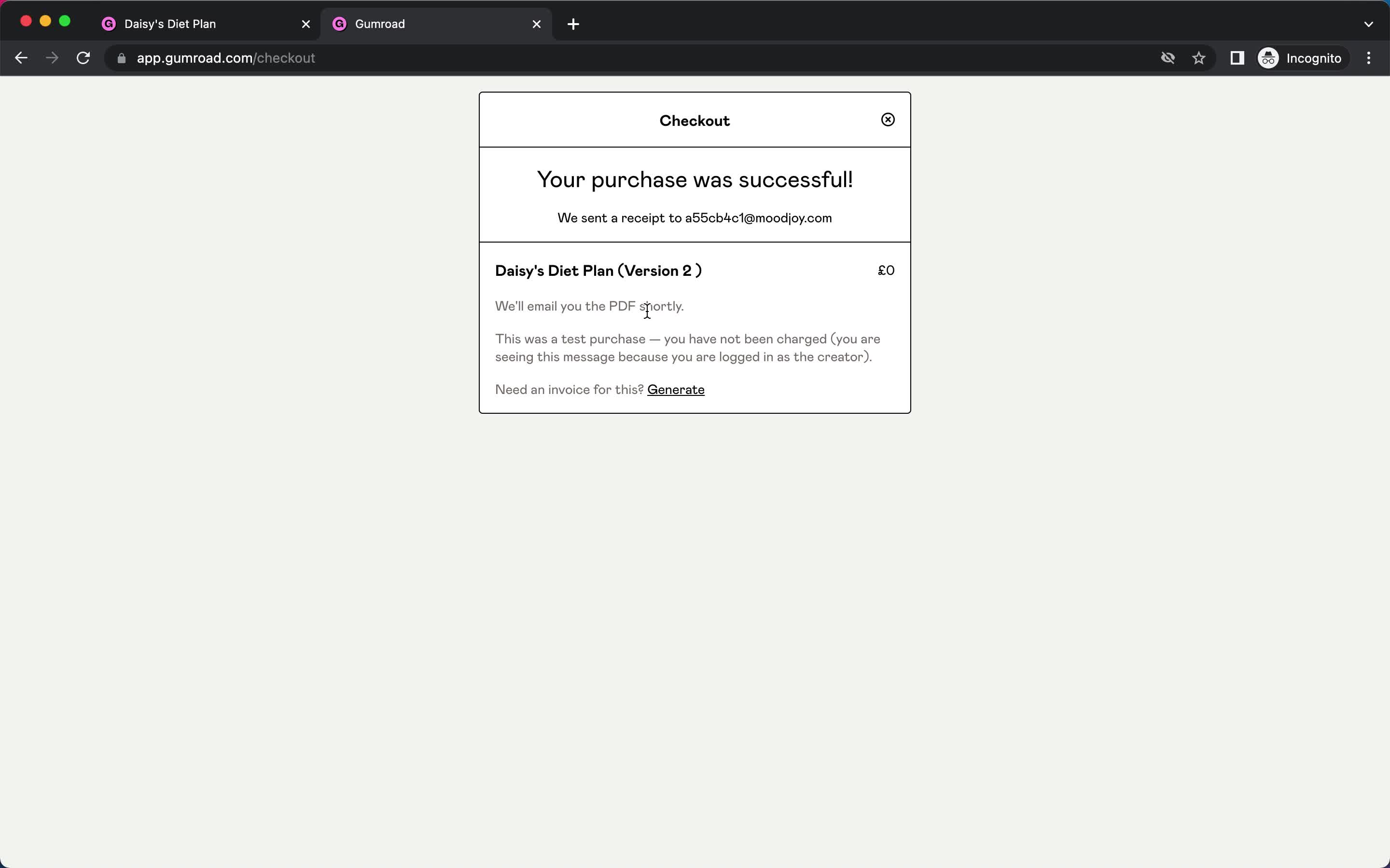Screenshot of Preview on Onboarding on Gumroad user flow