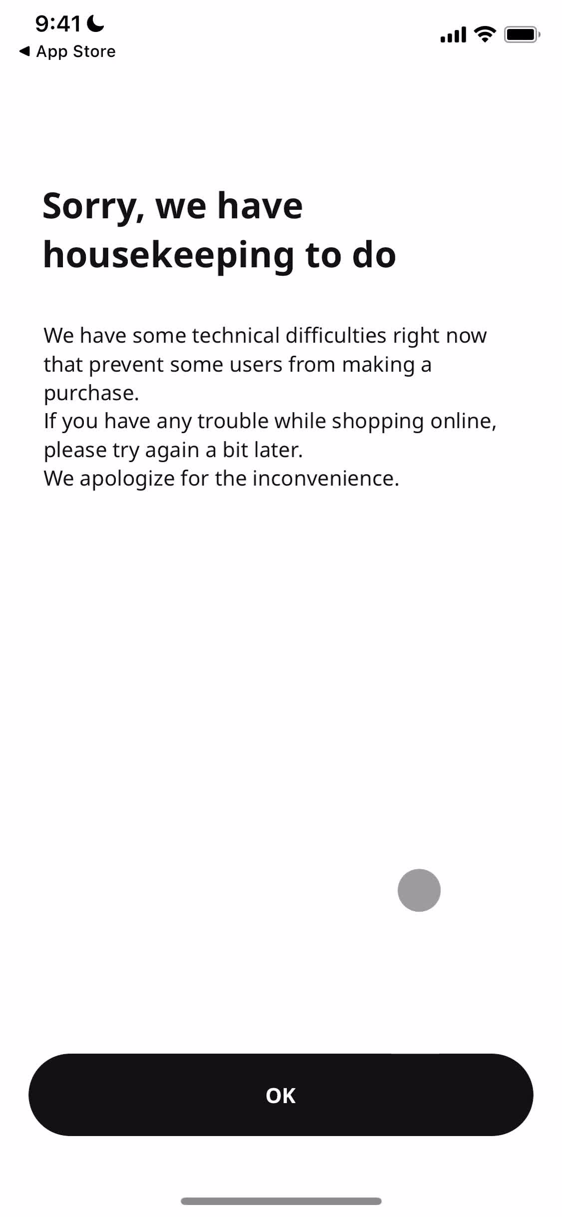 IKEA error screenshot