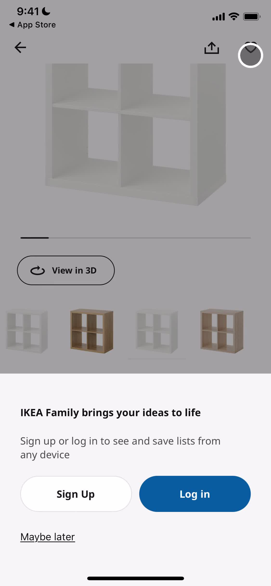 IKEA sign up screenshot