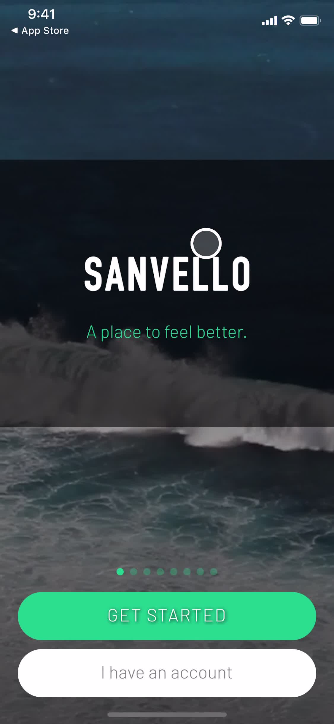 Screenshot of Start screen on Onboarding on Sanvello user flow