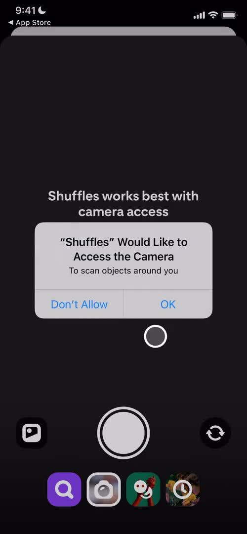 Shuffles enable camera screenshot