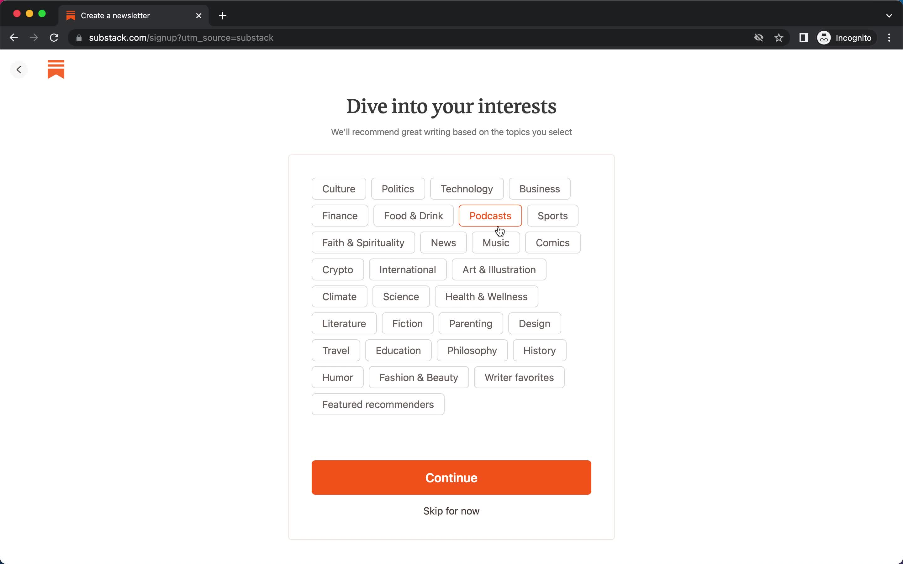 Onboarding screenshot