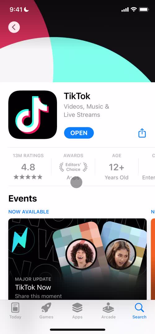 TikTok app store listing screenshot