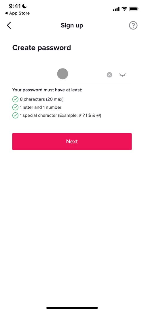 TikTok set password screenshot