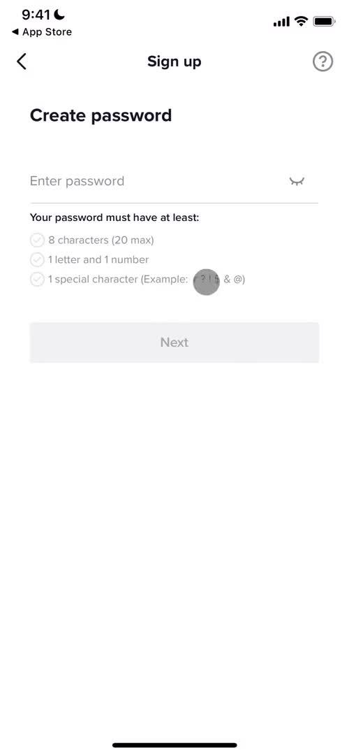 TikTok set password screenshot