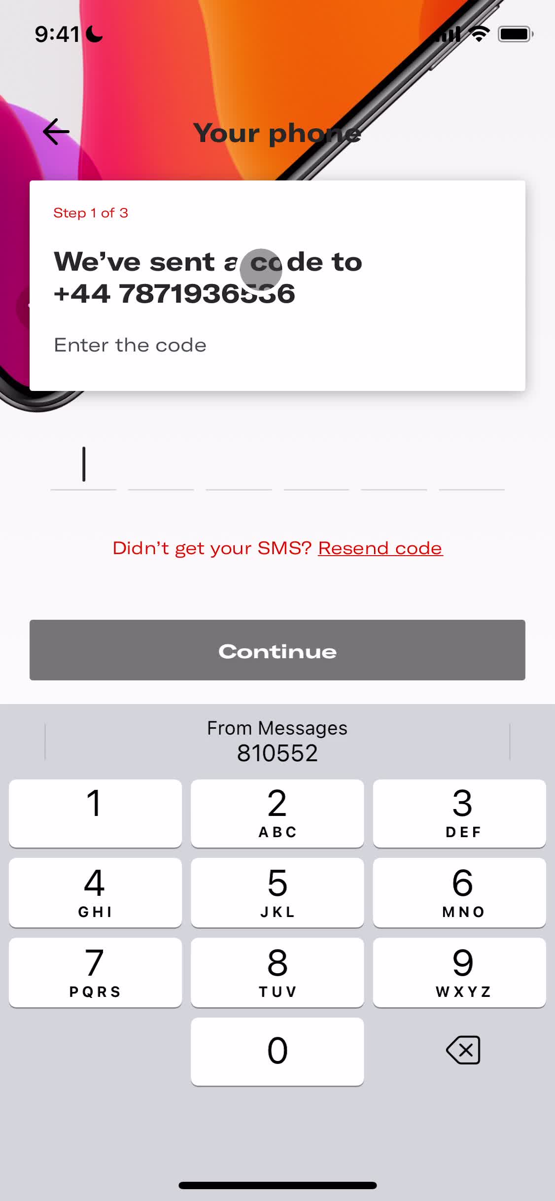 Depop verify phone number screenshot