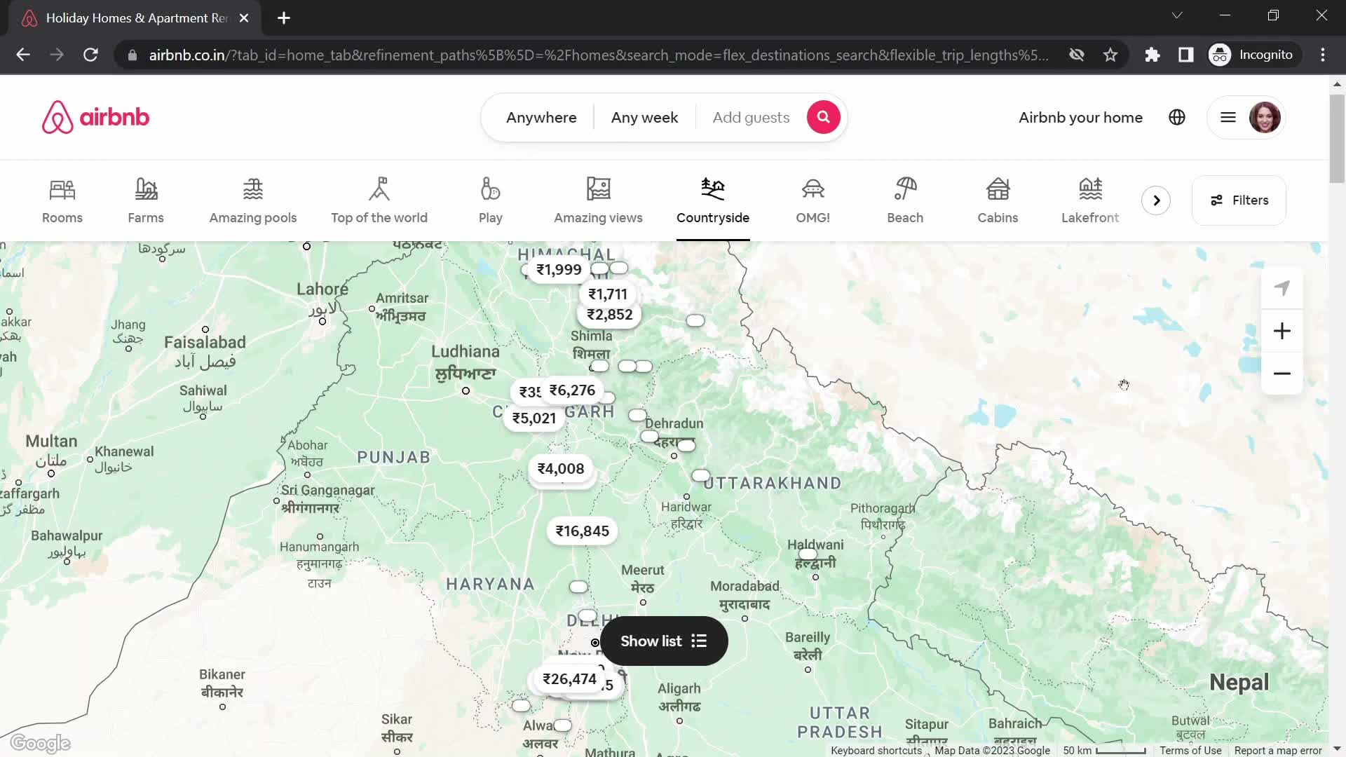 Airbnb map screenshot