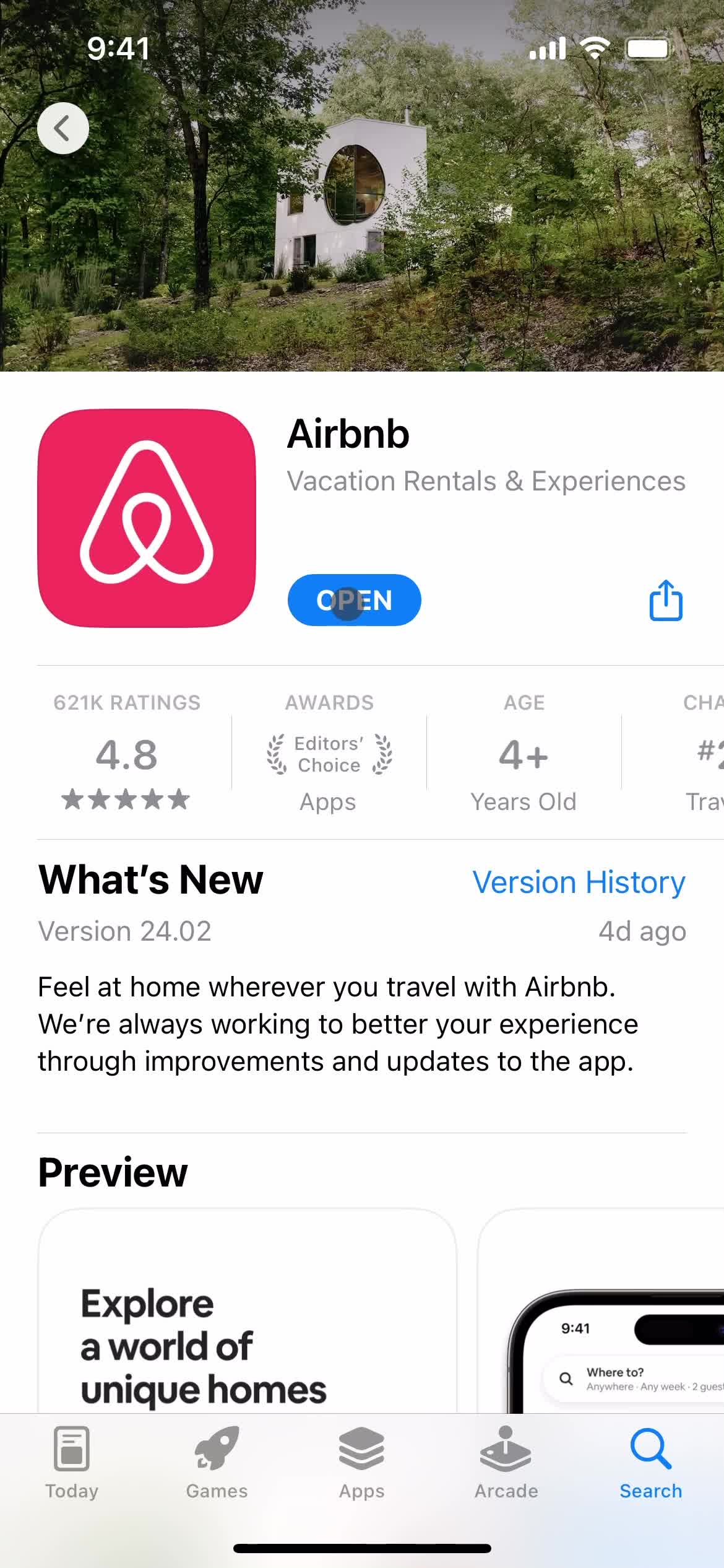 Airbnb app store listing screenshot