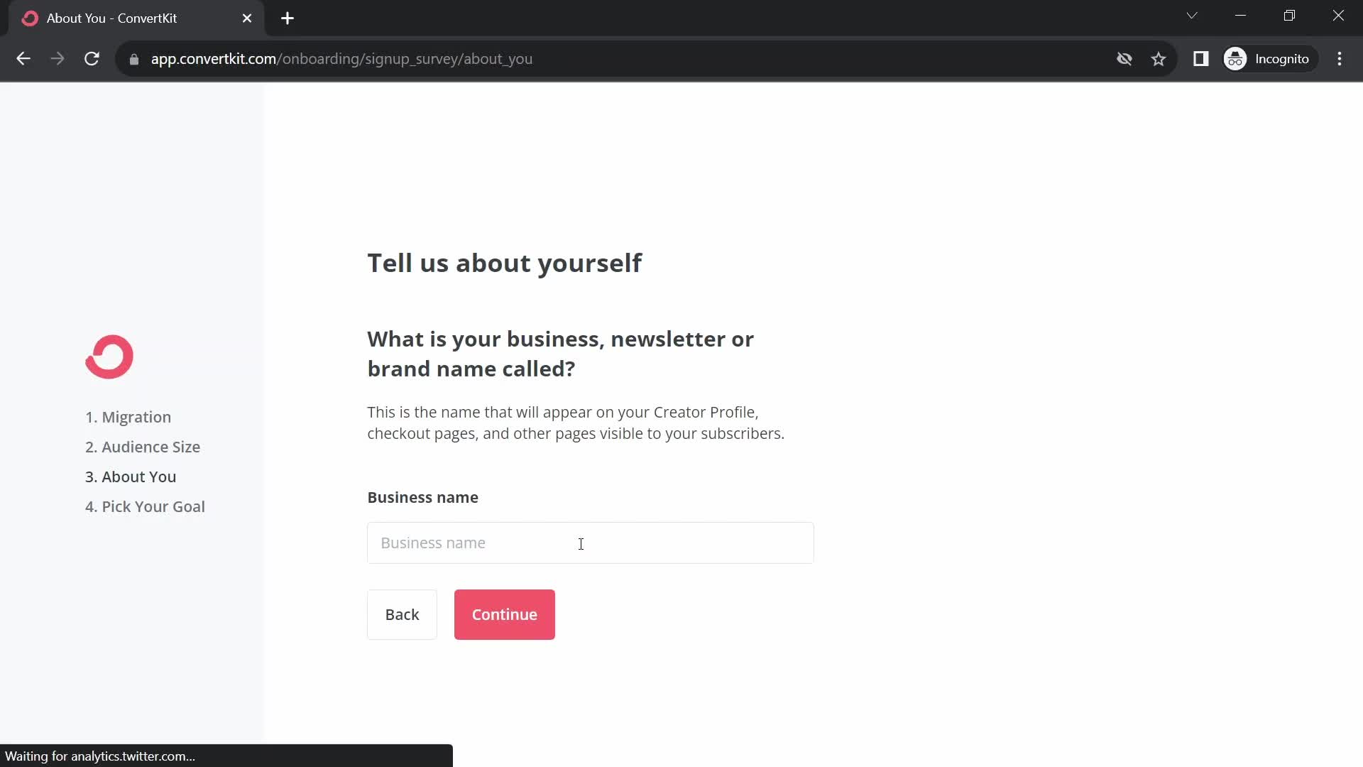 ConvertKit tell us about your business screenshot