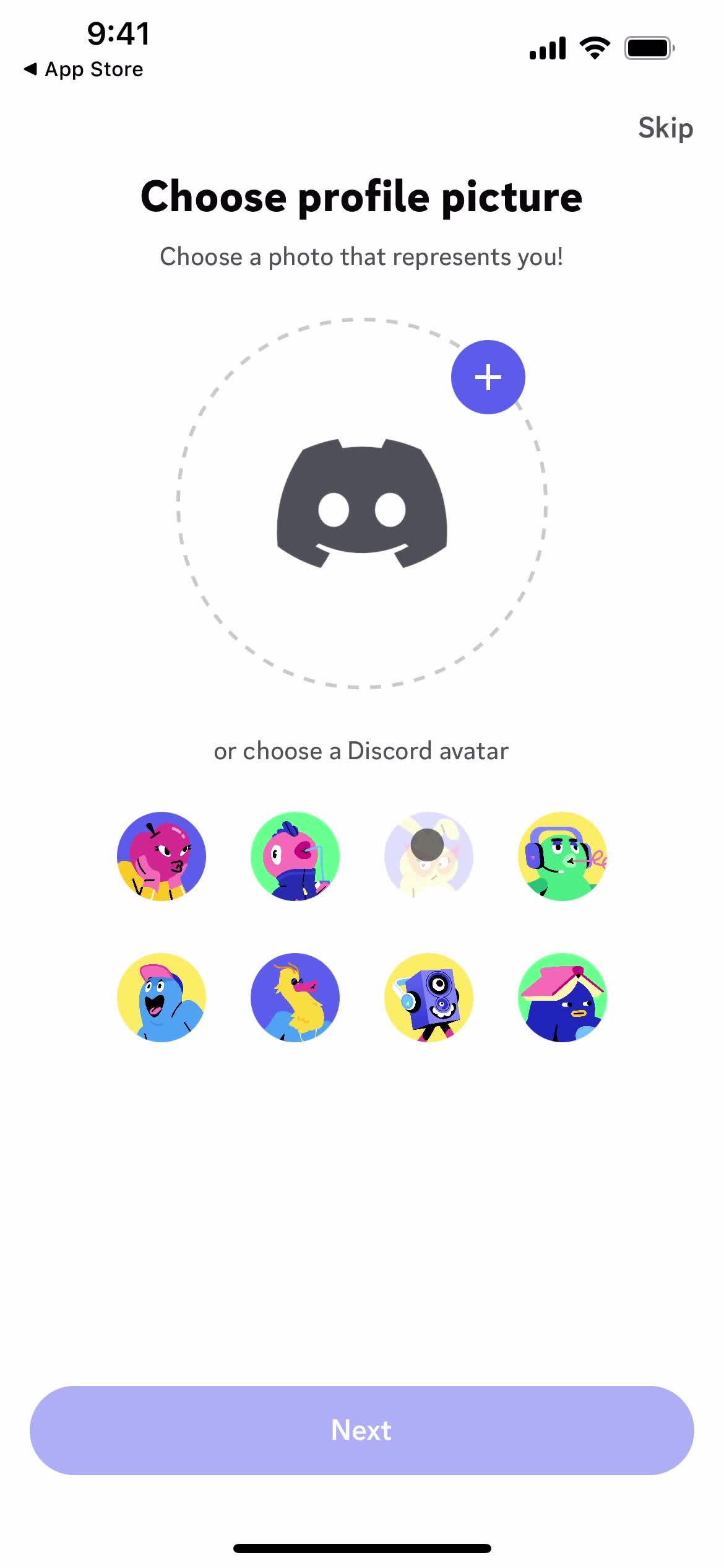 Discord choose avatar screenshot