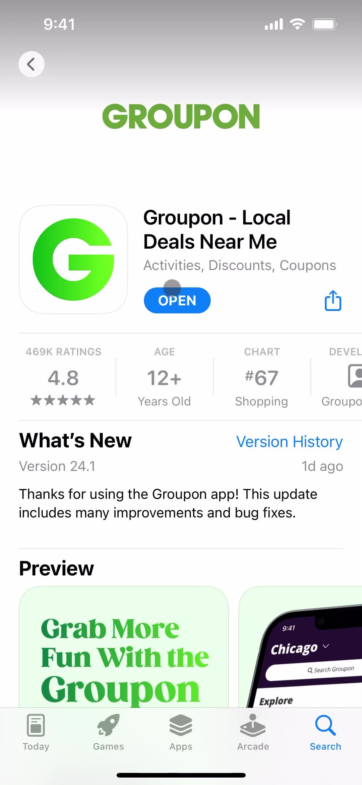 Groupon app store listing screenshot