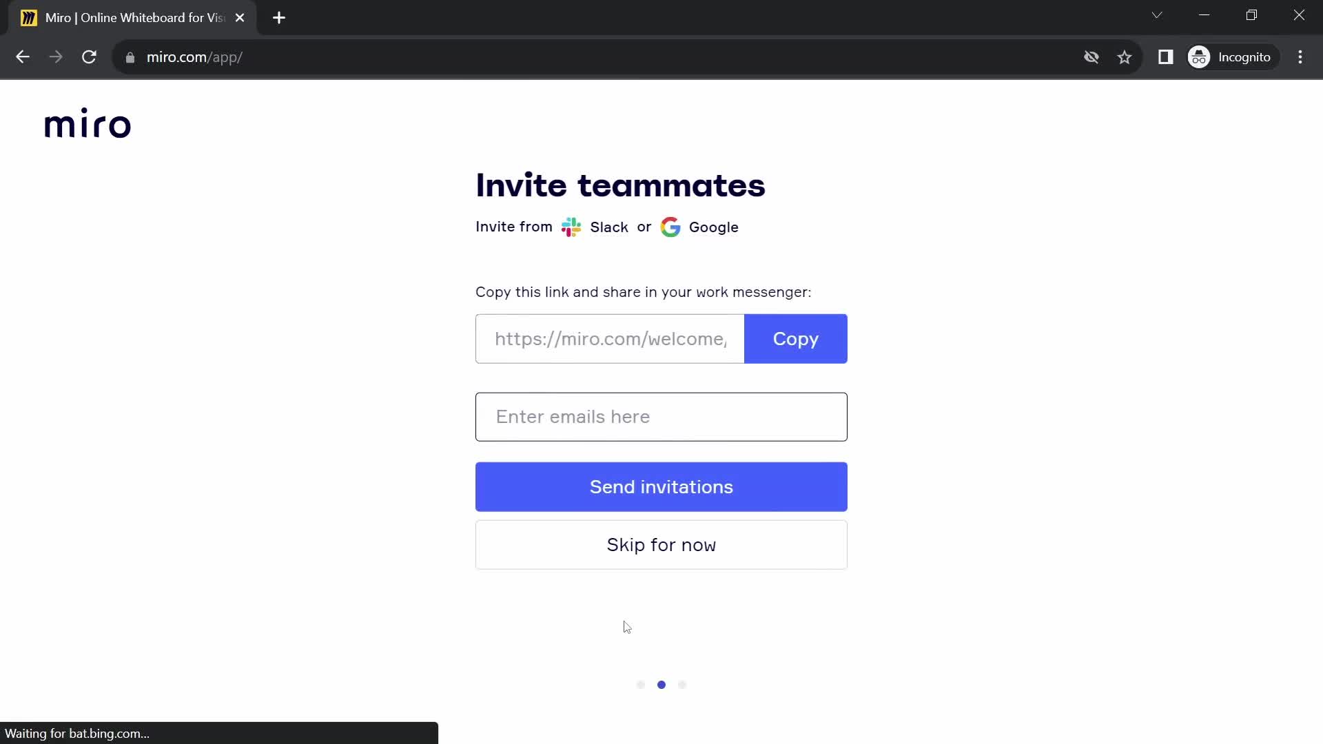 Miro invite team screenshot