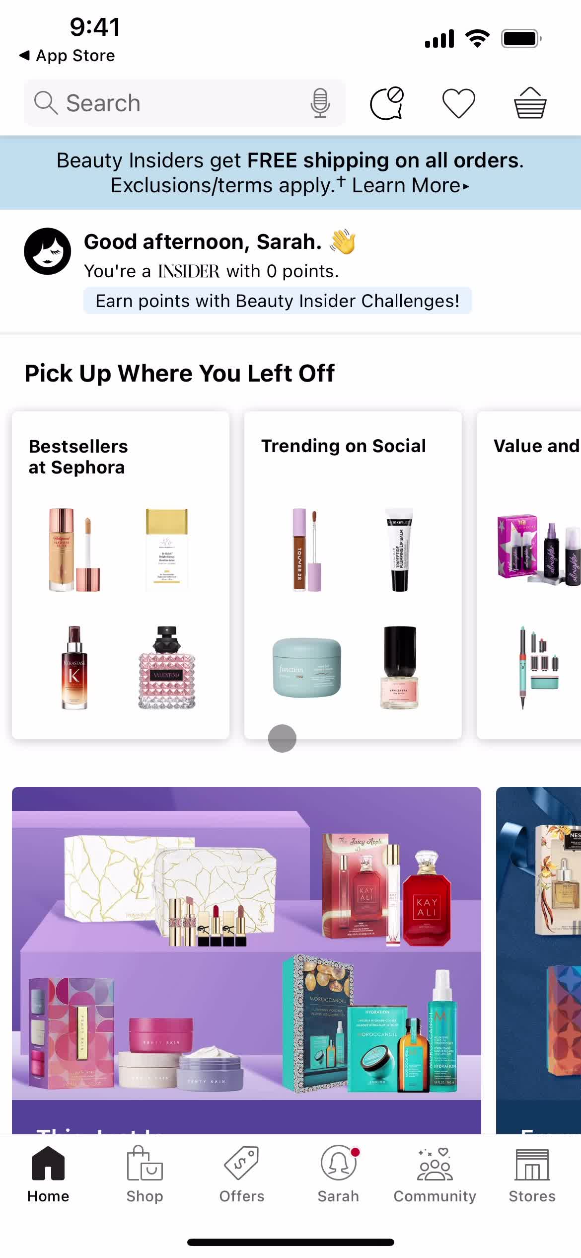 Sephora home screenshot