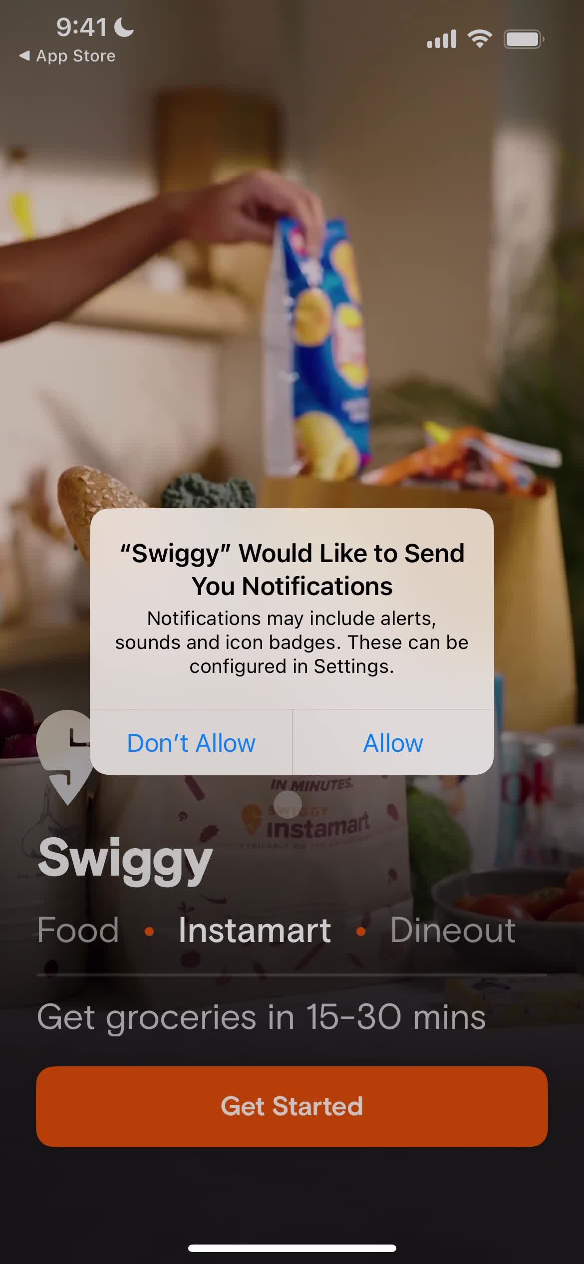 Swiggy enable notifications screenshot