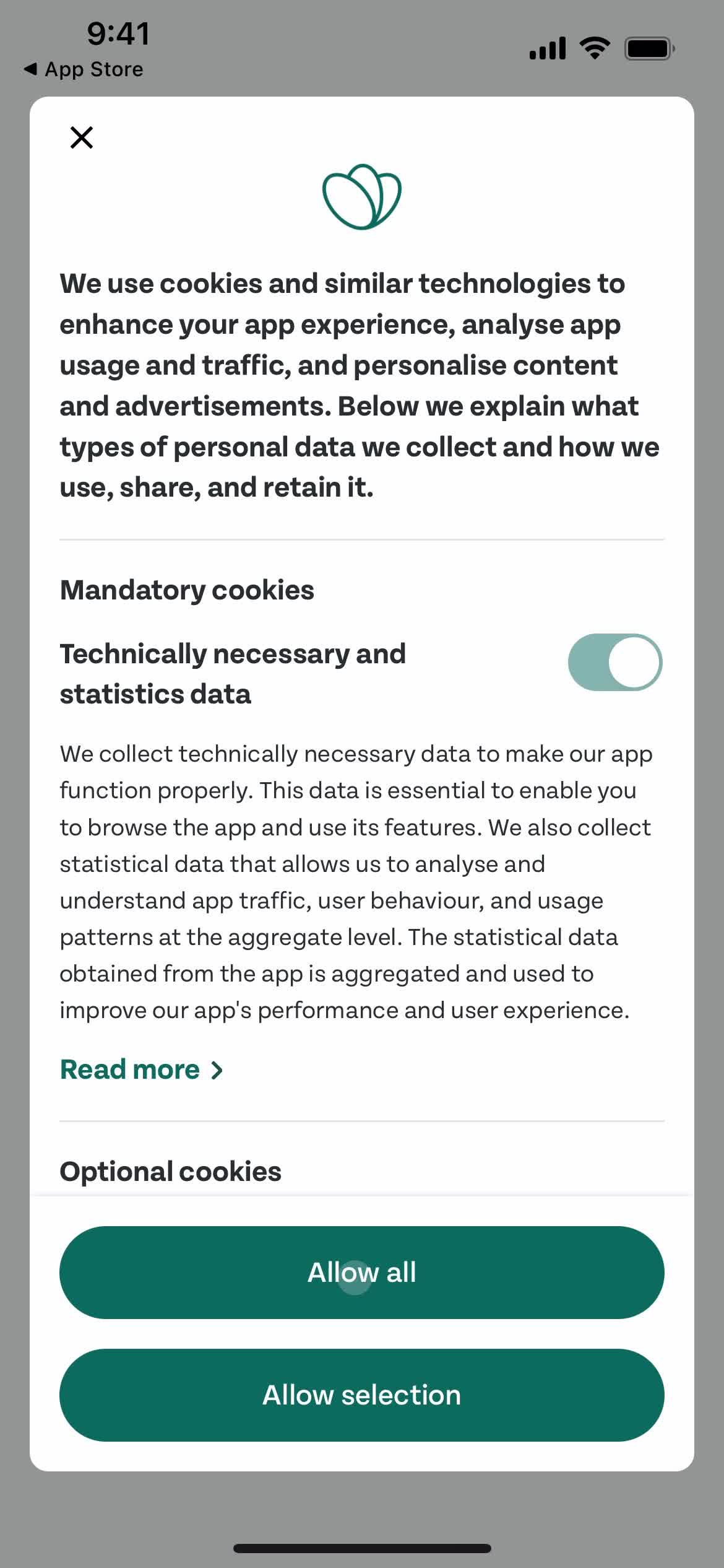 Too Good To Go accept cookie policy screenshot