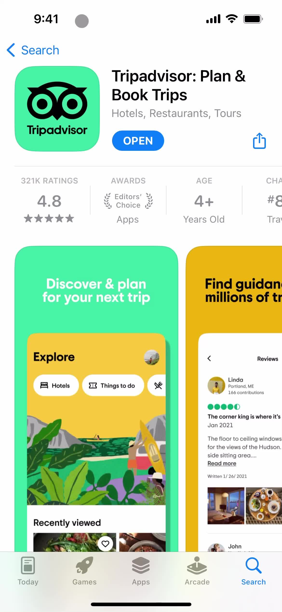 Tripadvisor app store listing screenshot